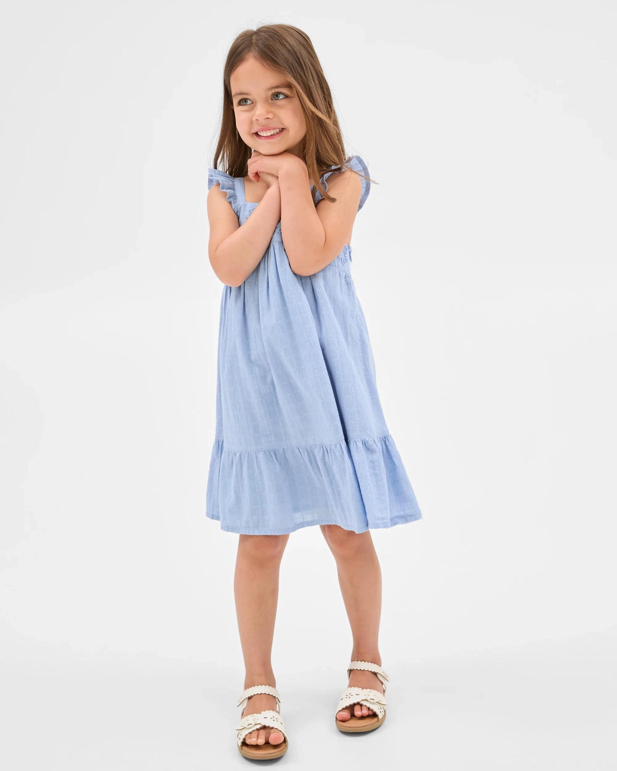 2 Target Australian Cotton Flutter Sleeve Midi Dress BLUE, 2 of 6