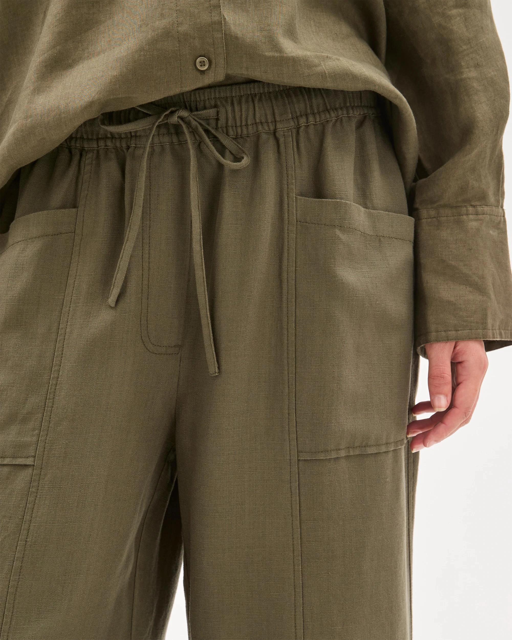 3 Target Linen Blend Patch Pocket Pants WILLOW GREEN, 3 of 5