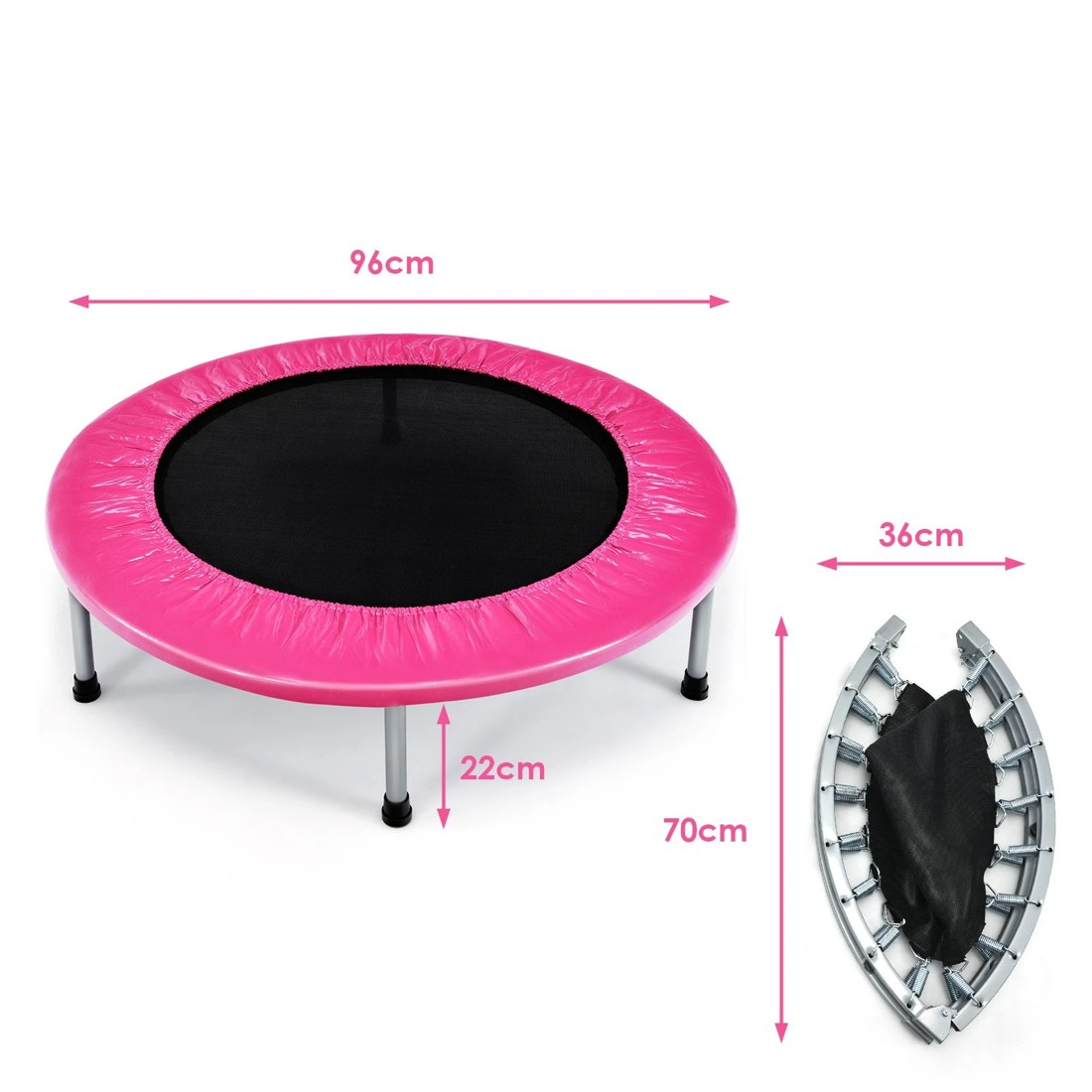 2 Costway Folding Trampoline Portable Recreational Rebounder Outdoor Toy Pink, 2 of 2