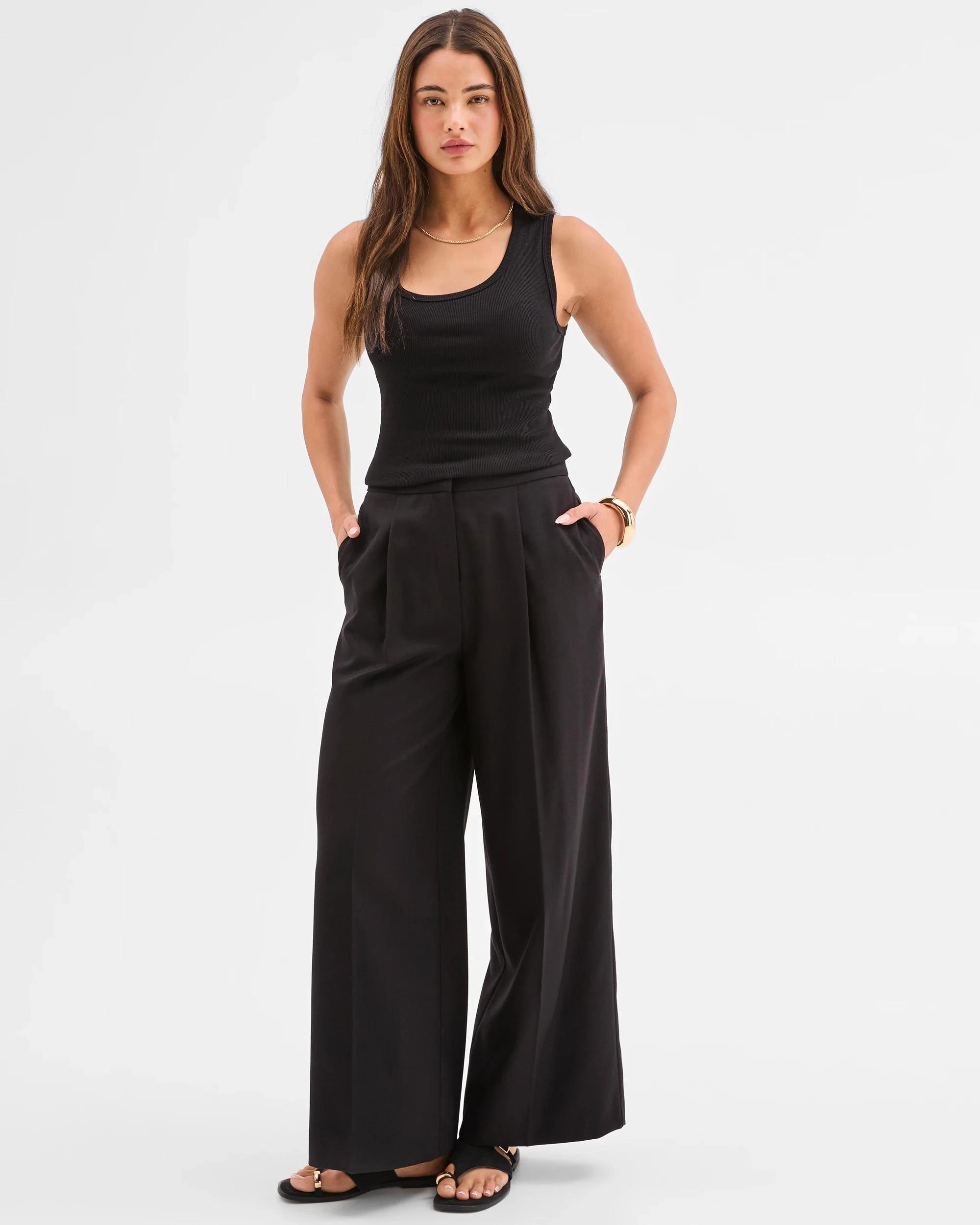 2 Lily Loves Wide Leg Tailored Pants BLACK, 2 of 6