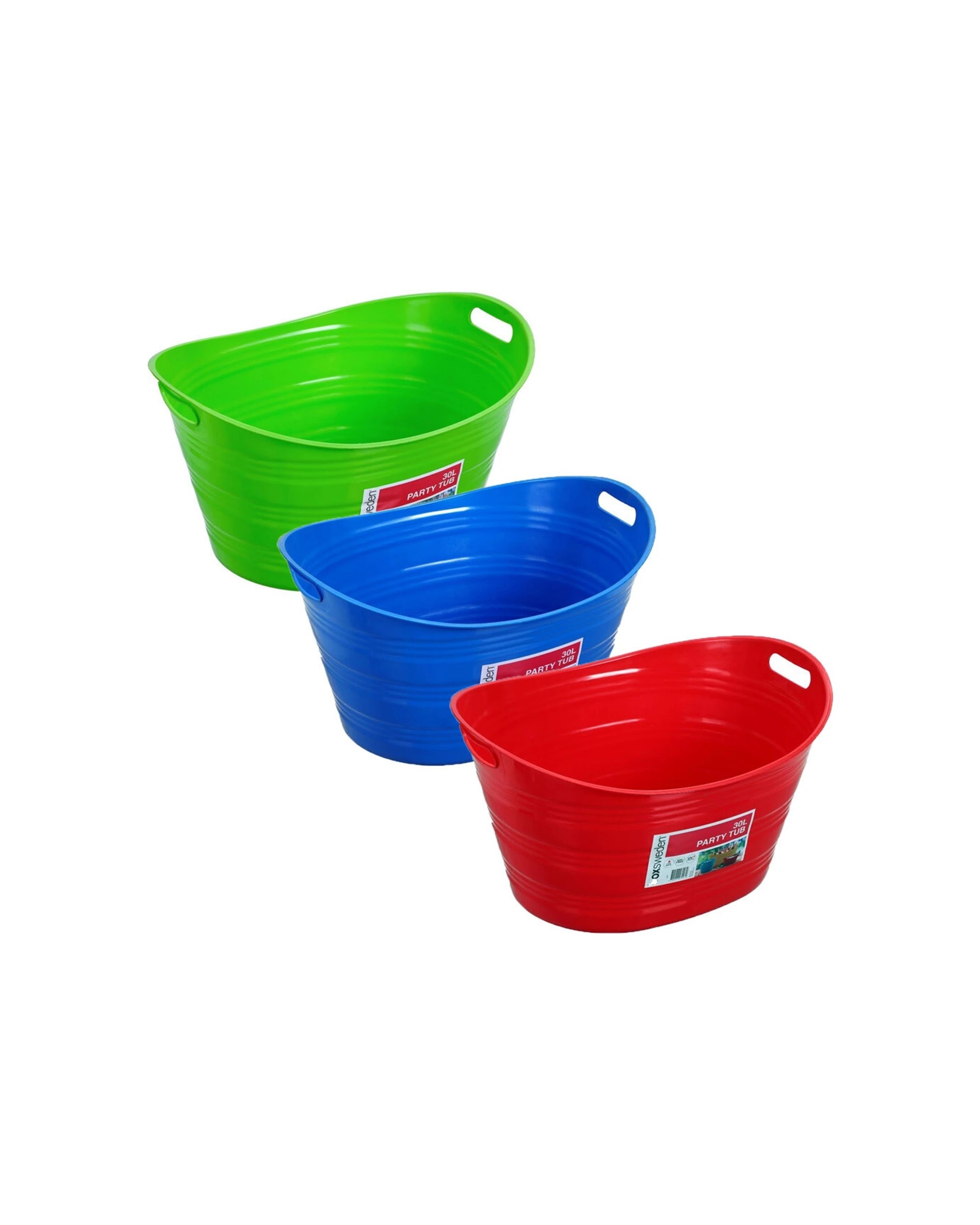1 Boxsweden Party Tub 3PK 30 Litre Food Safe UV Resistant Plastic Containe - Assorted, 1 of 9