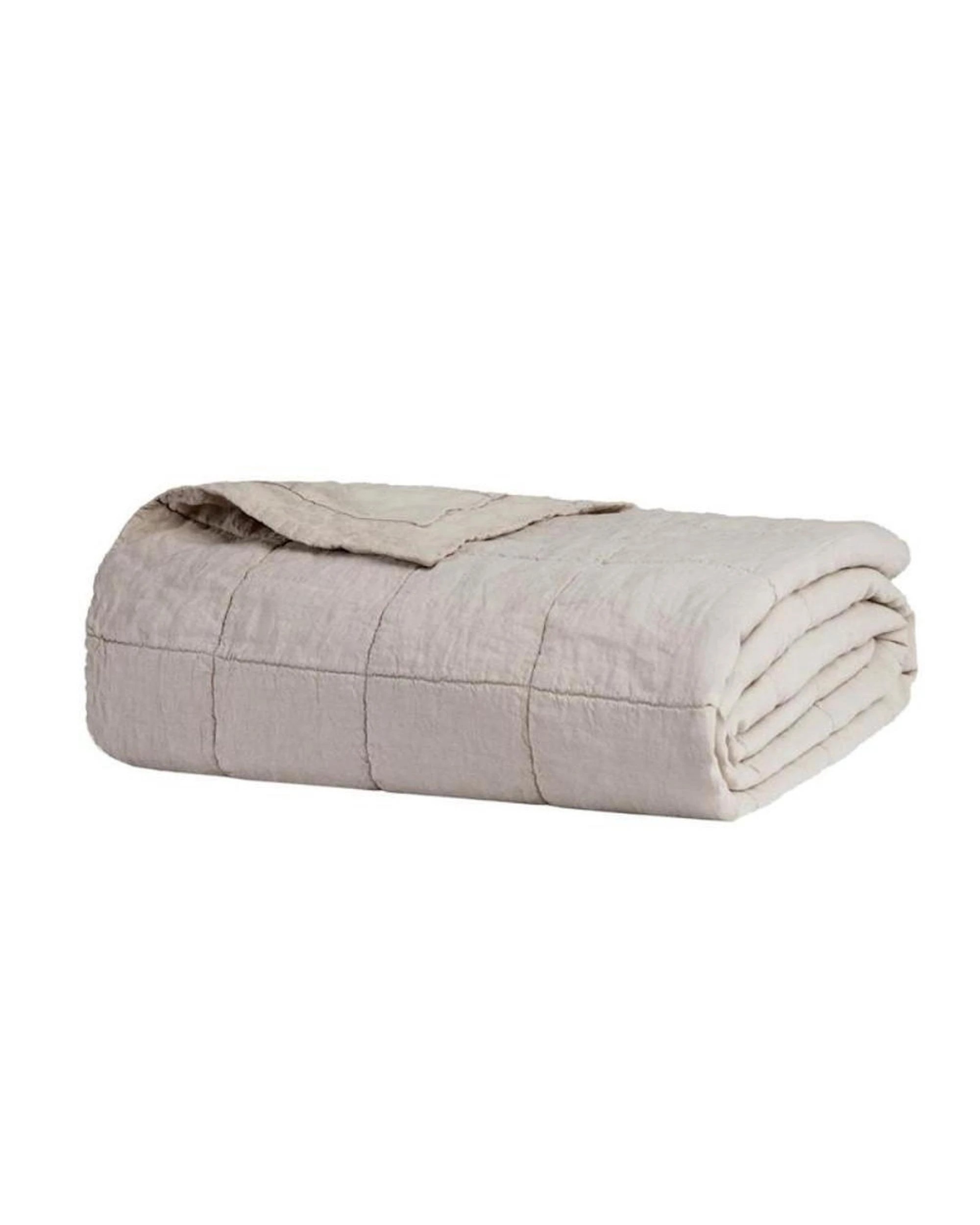 1 Bambury Linen Quilted Coverlet 260cm x 240cm Pebble Queen King, 1 of 1