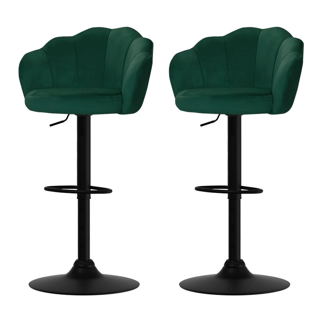 1 Artiss 2x Bar Stools Gas Lift Velvet Green - Green, 1 of 7