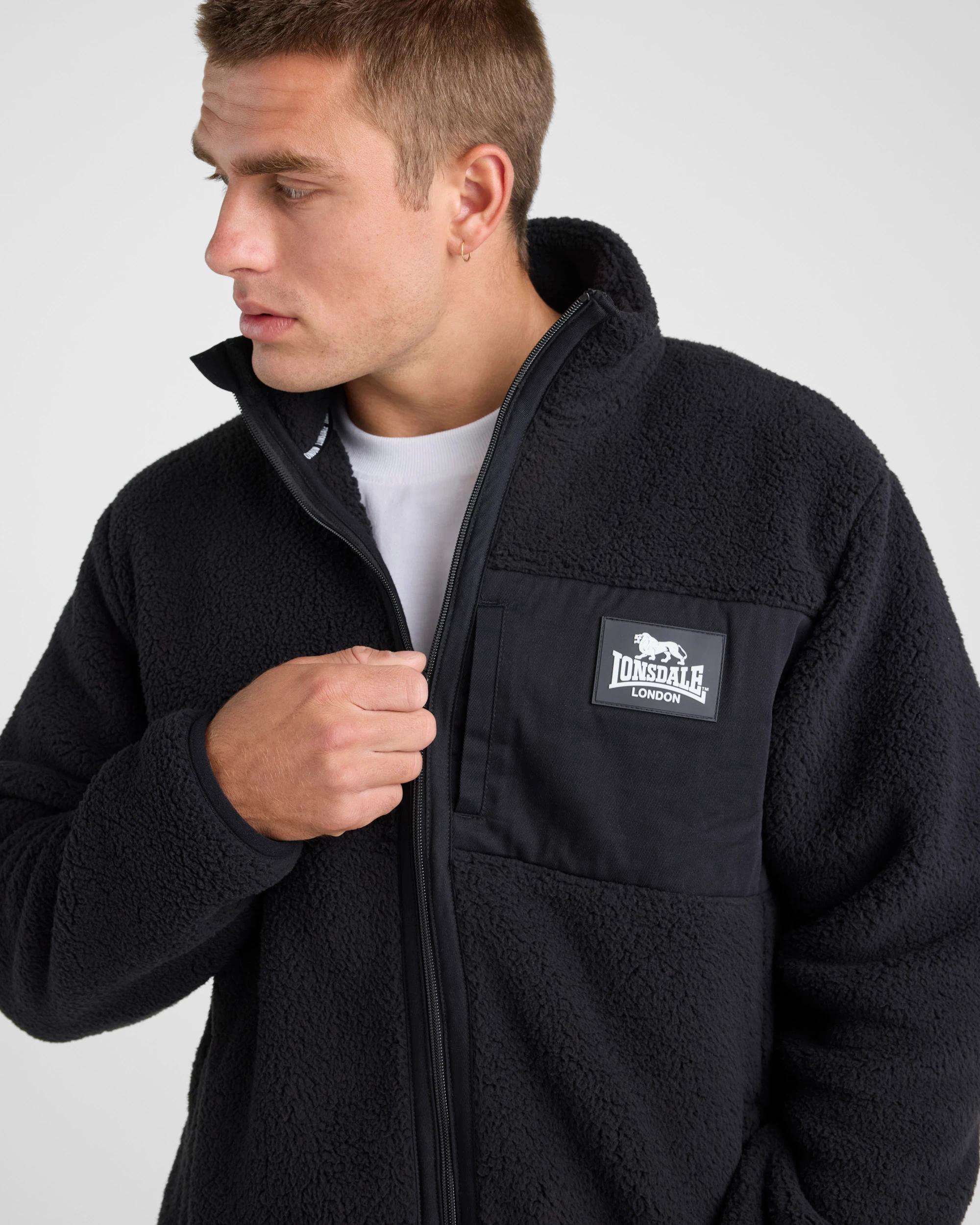 1 Lonsdale London Lonsdale Men’s Sherpa Zip Thru Jacket BLACK, 1 of 4