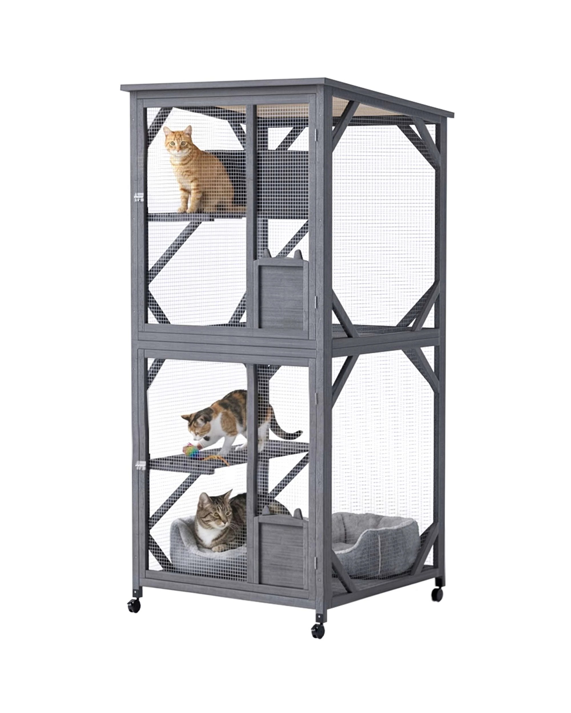 1 Advwin 184cm Wooden Cat Cage Pet Cat Bird Shelter Condo Kitten Cage House, 1 of 6