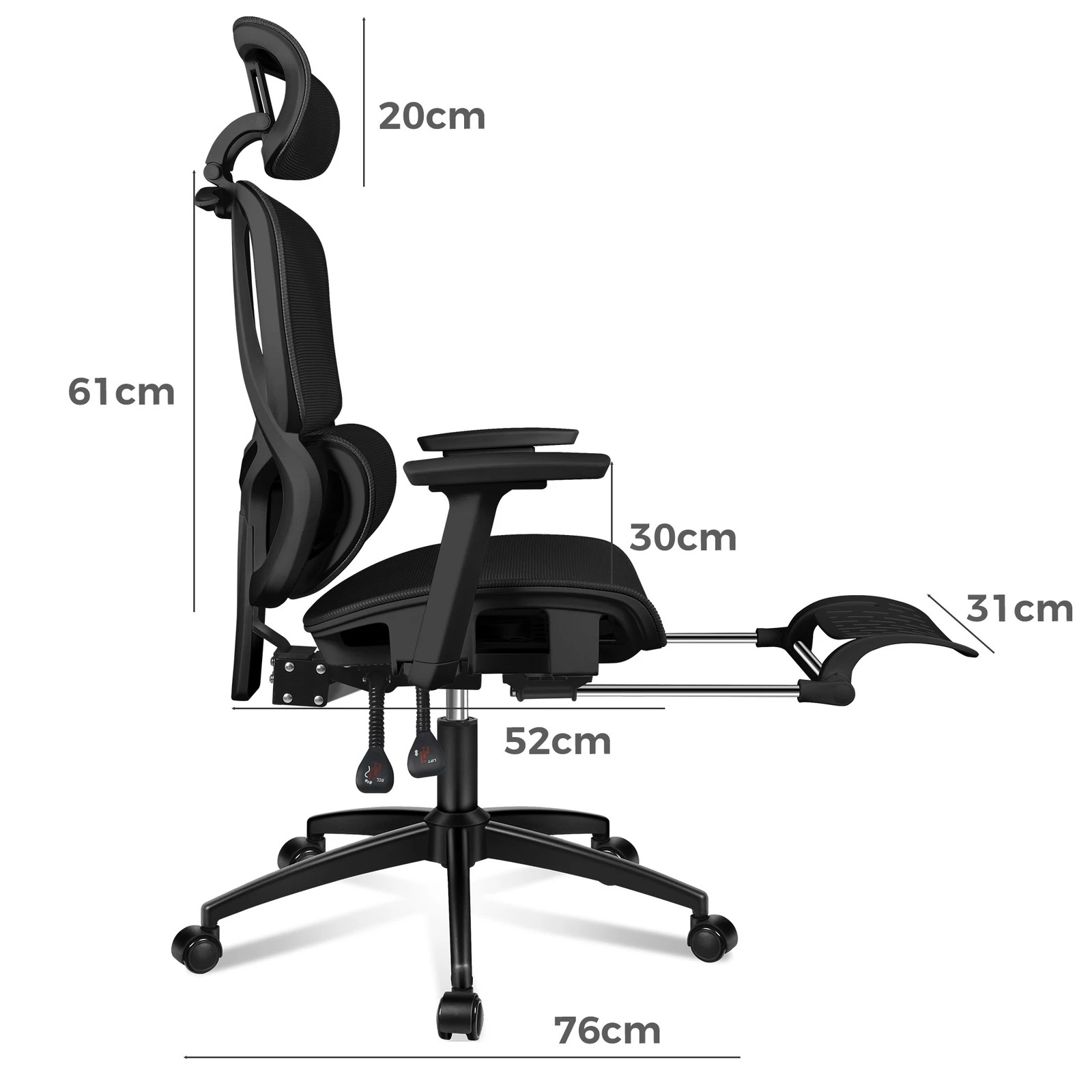 9 Alfordson Ergonomic Office Chair Mesh Seat Desk Computer Gaming - All Black, 9 of 9