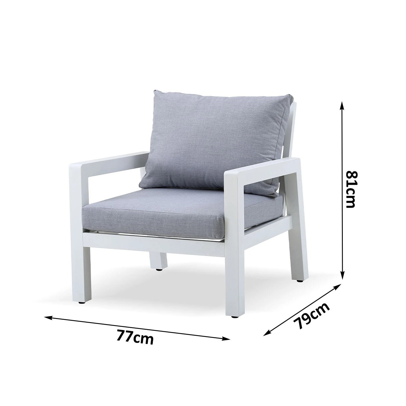 3 Moda Living Bronte Aluminium Outdoor Single Sofa with Cushion (Set of 2) - White, 3 of 6