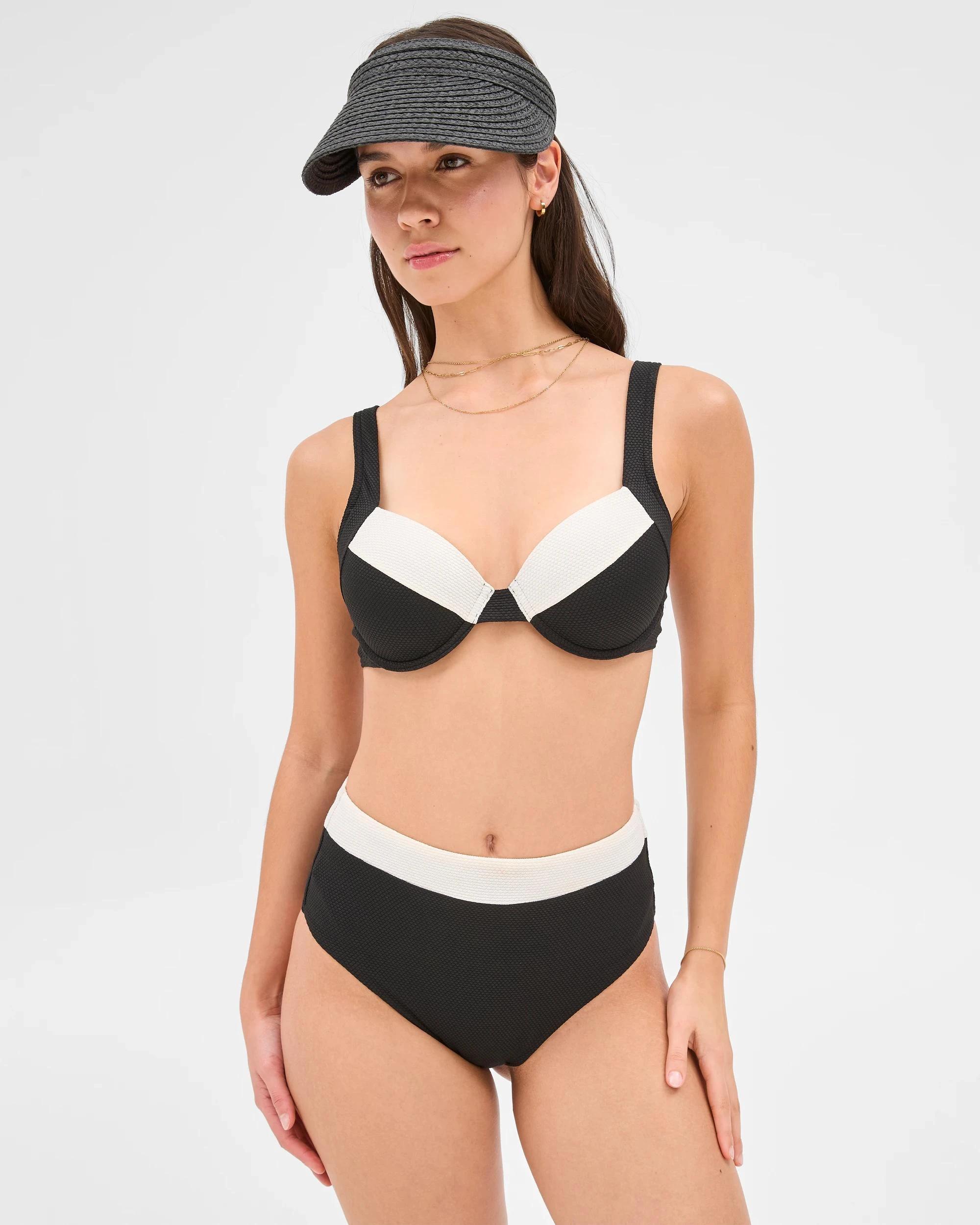 7 Target Resort High Waisted Honeycomb Bikini Bottoms - Shape Your Body BLACK / WHITE, 7 of 10