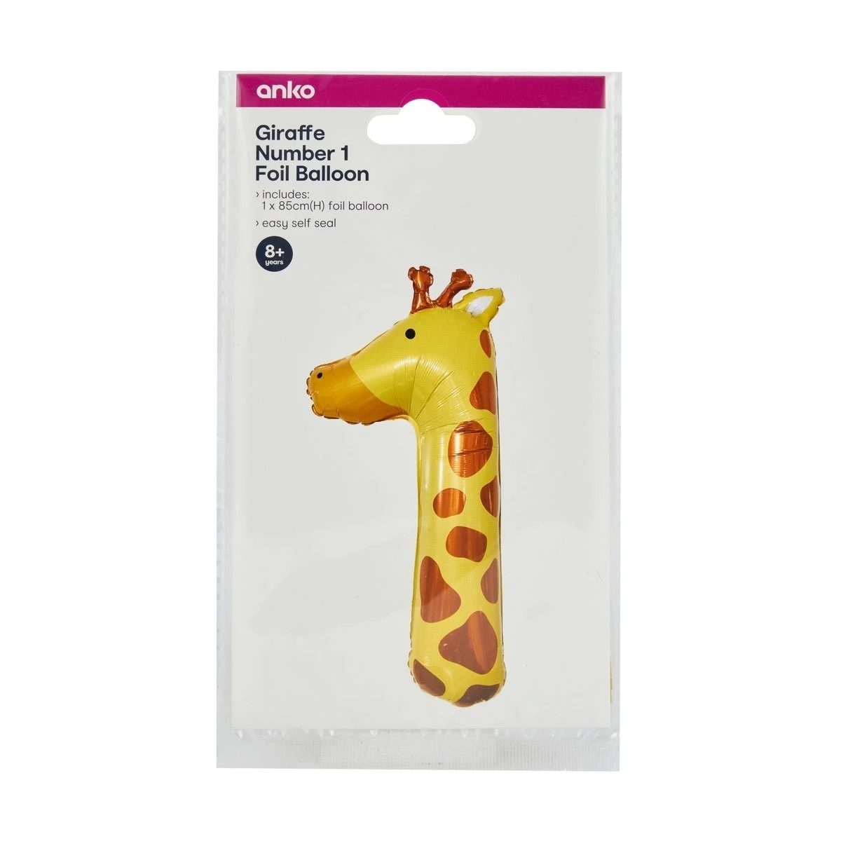 4 Giraffe Number 1 Foil Balloon, 4 of 4