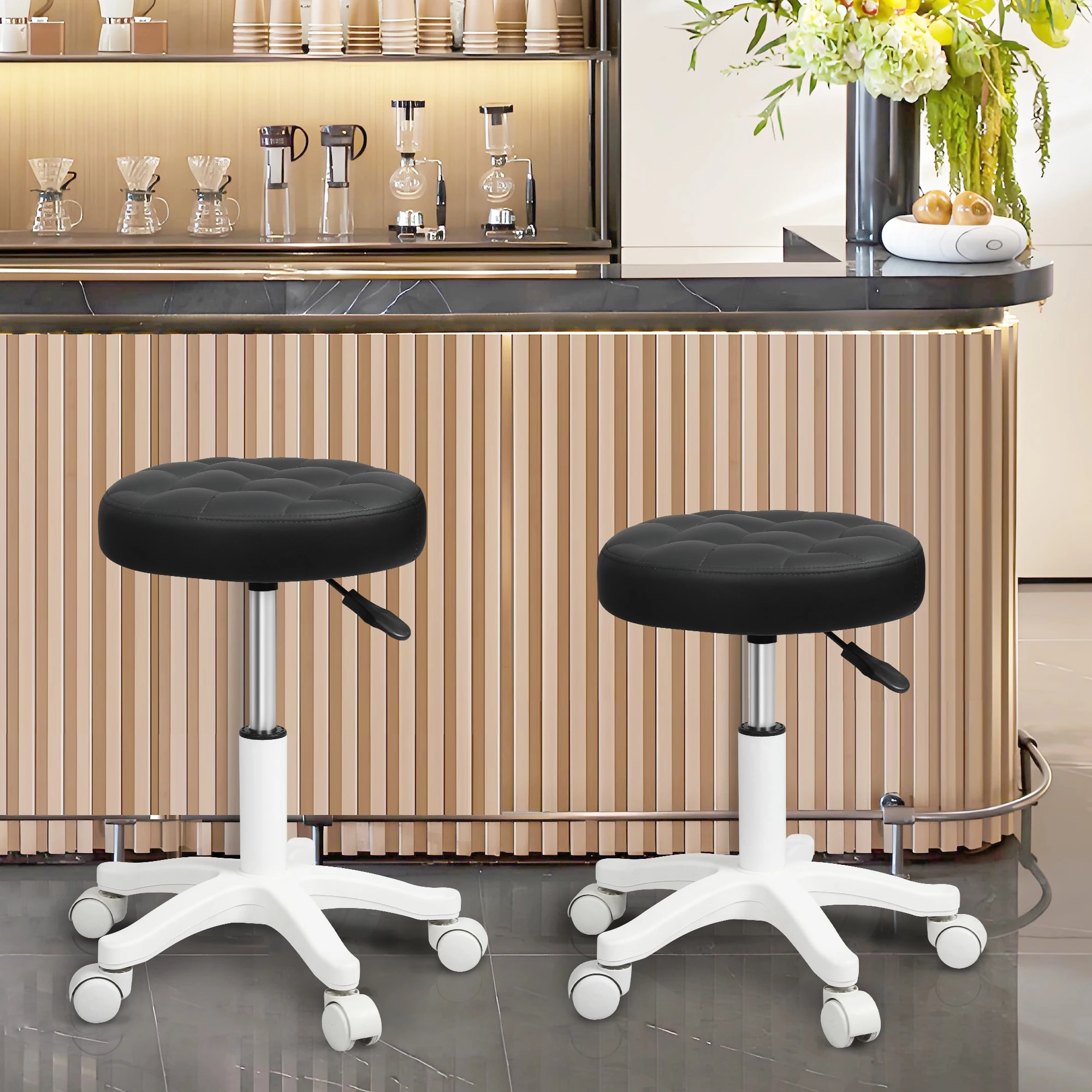 8 Levede Salon Swivel Stool  Hydraulic Lift - Black, 8 of 9