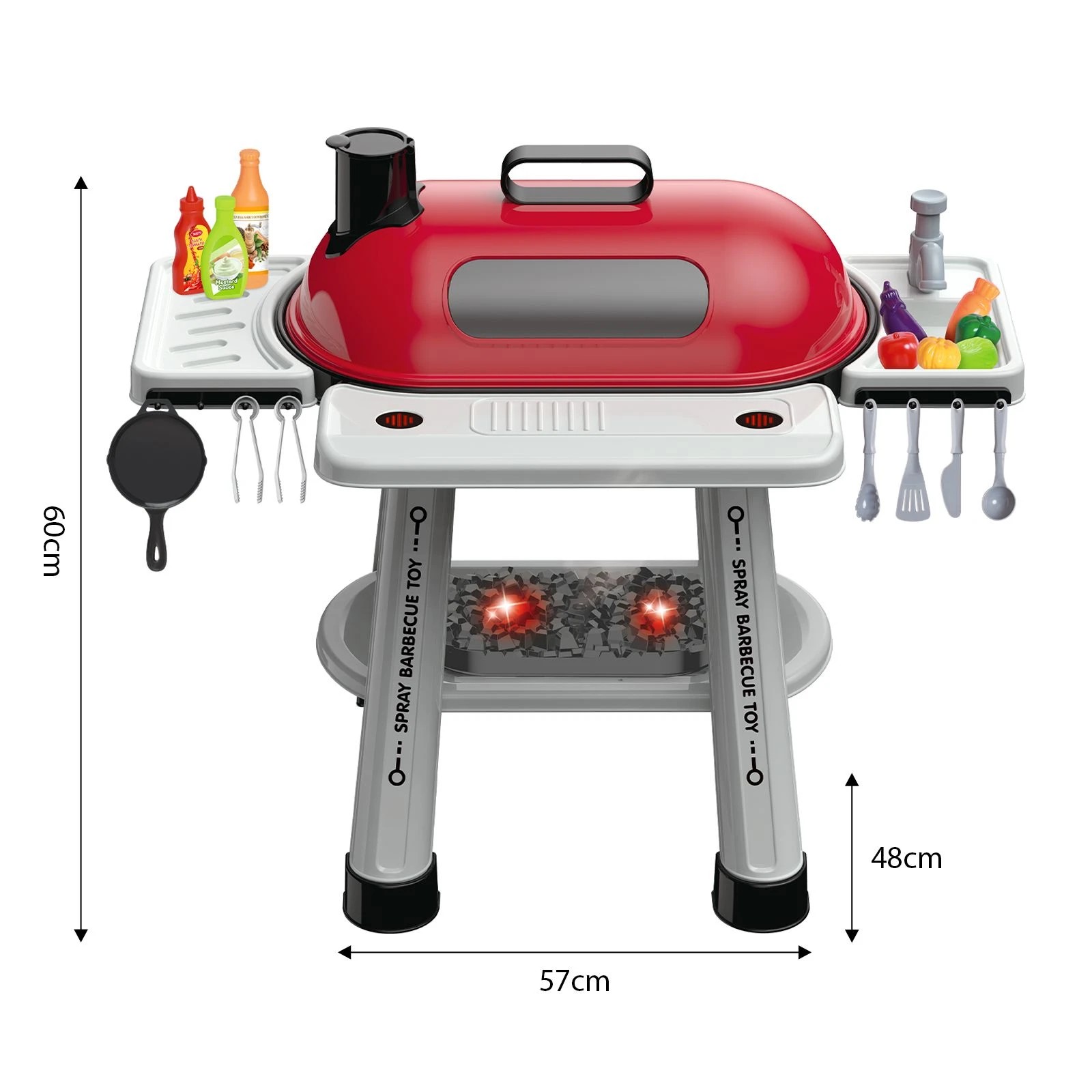 2 Ausway Kids Pretend BBQ Toy Grill Playset 68Piece Outdoor Barbecue Cooking Toy Set, 2 of 6