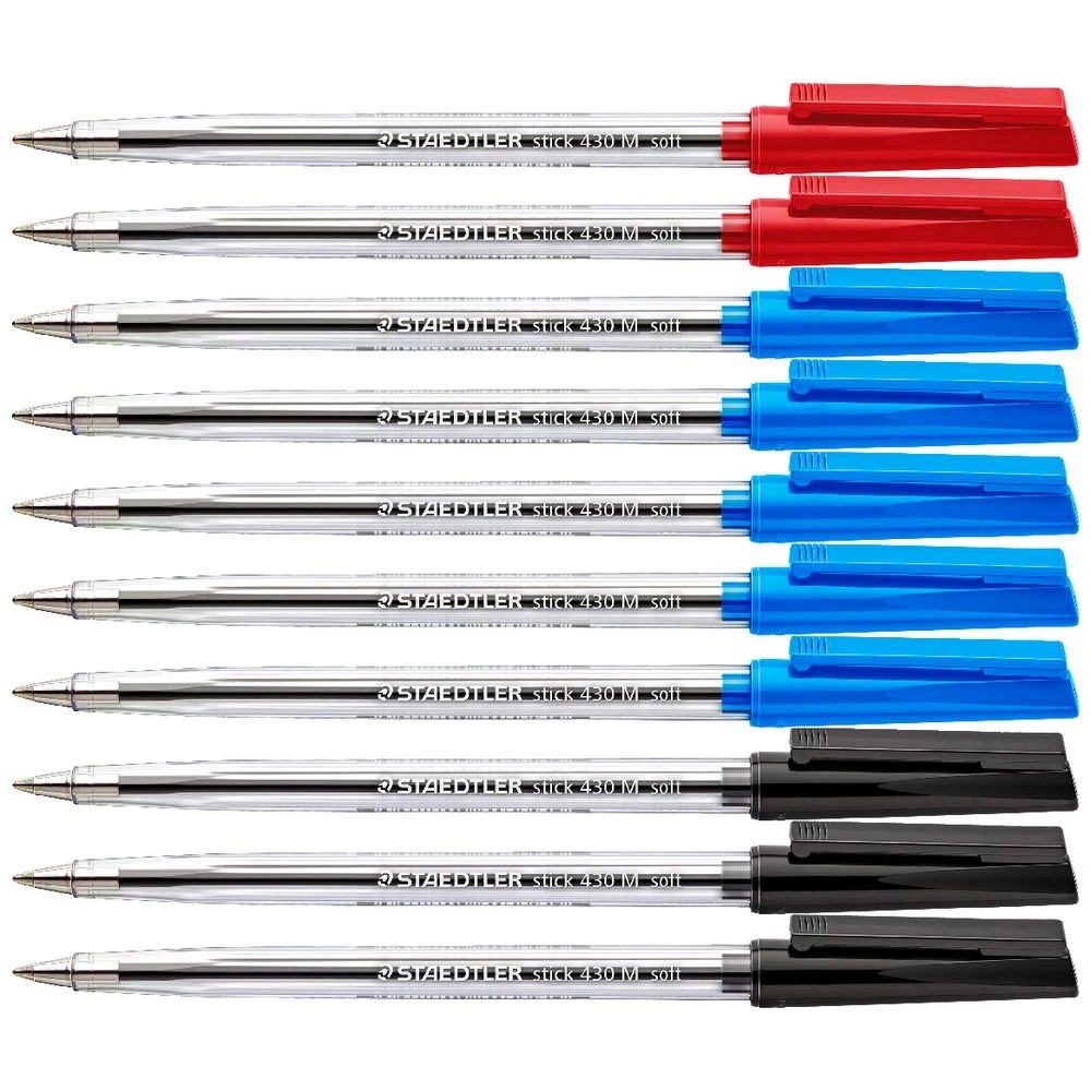 2 Staedtler 430 Stick Ballpoint Pens Medium Assorted 10 Pack, 2 of 5