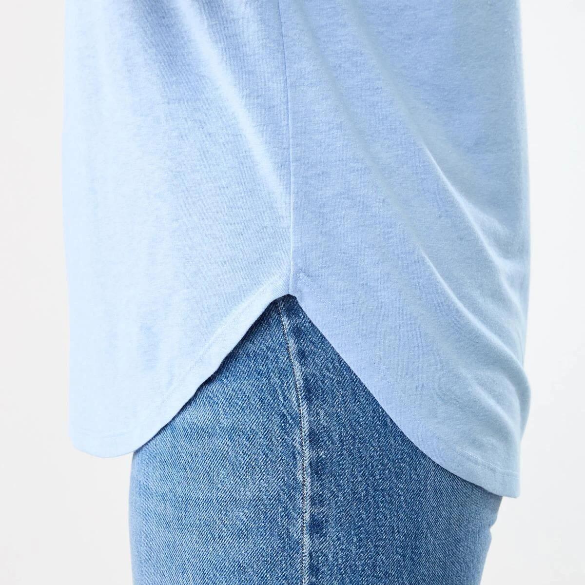 6 Short Sleeve Linen Blend Extended Sleeve Top BRUNI BLUE, 6 of 6