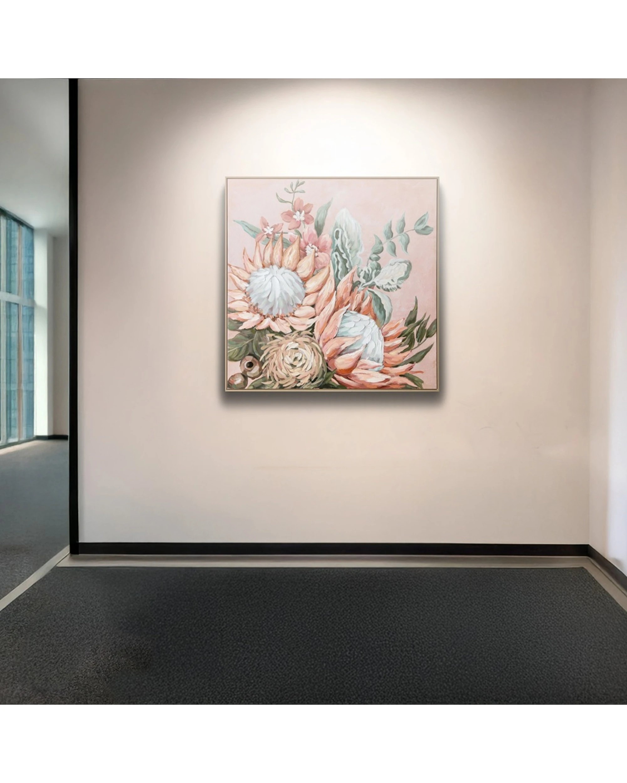 4 Urban Style Brushmarks Embellished Canvas Painting Artwork Protea 1025mm - Pink, 4 of 7