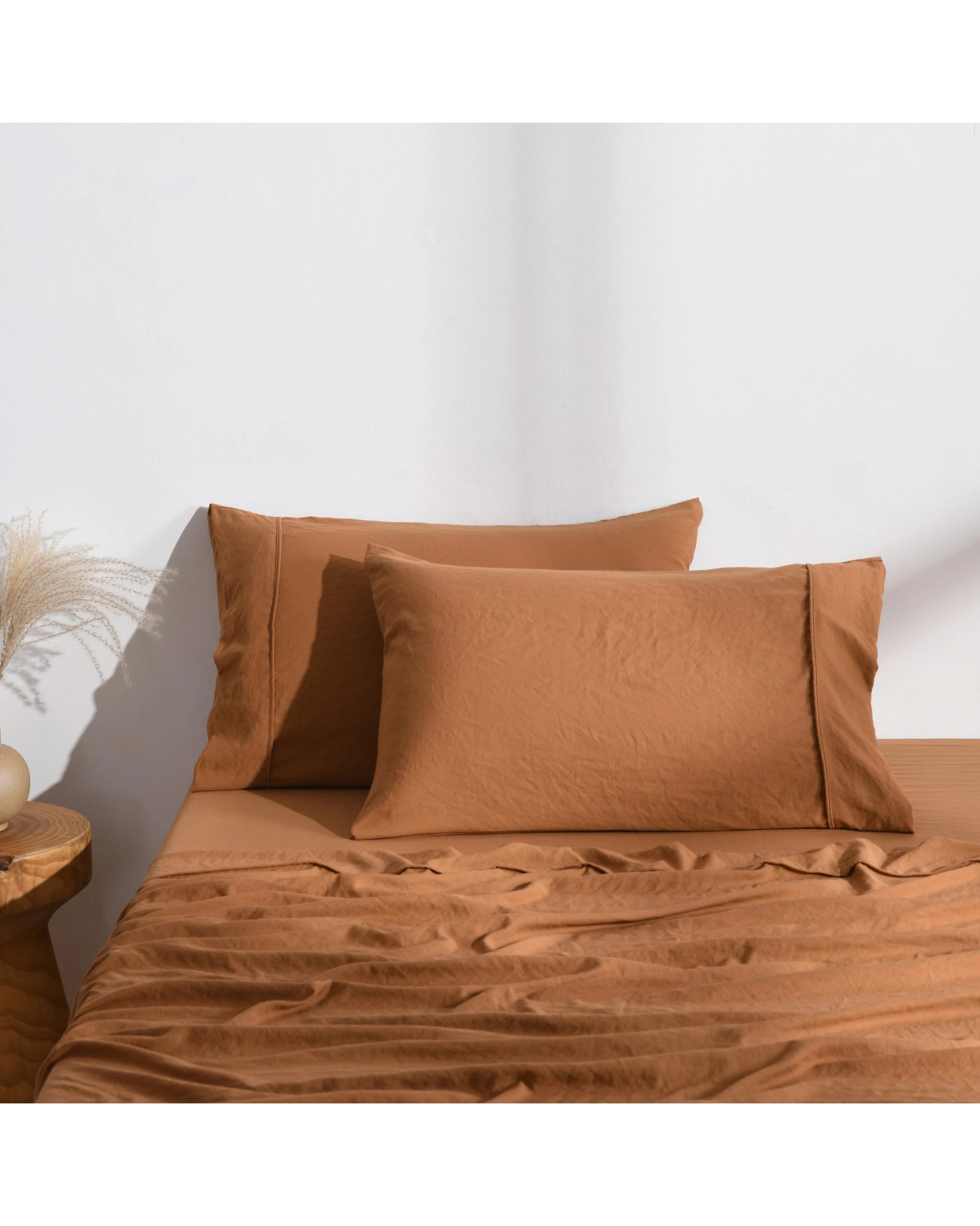 1 Dreamaker Superfine Washed Microfibre Standard Pillowcase Twin Pack - Rust, 1 of 5