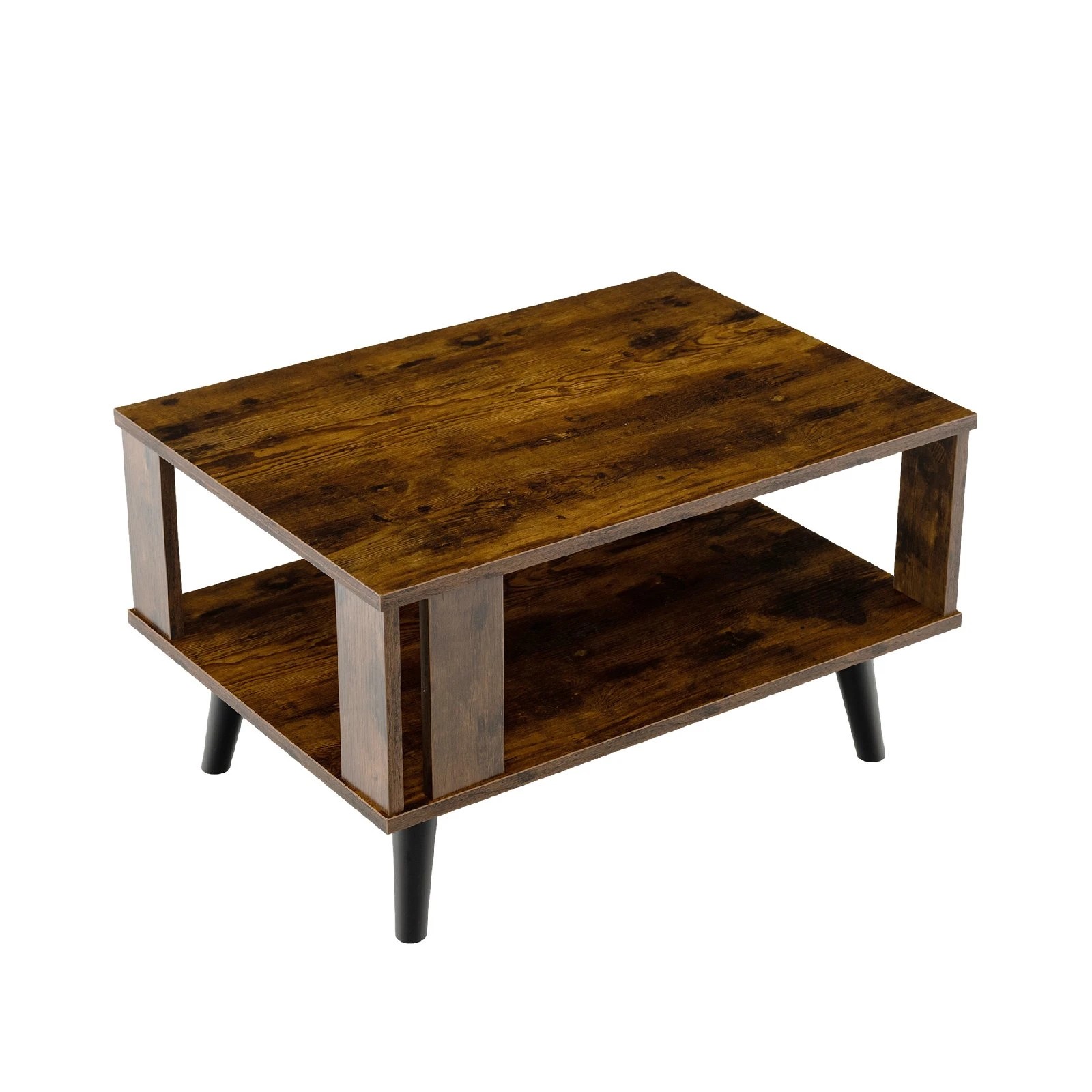 1 Costway 2-Tier Wood Coffee Table w/Open Storage Shelf, 1 of 4