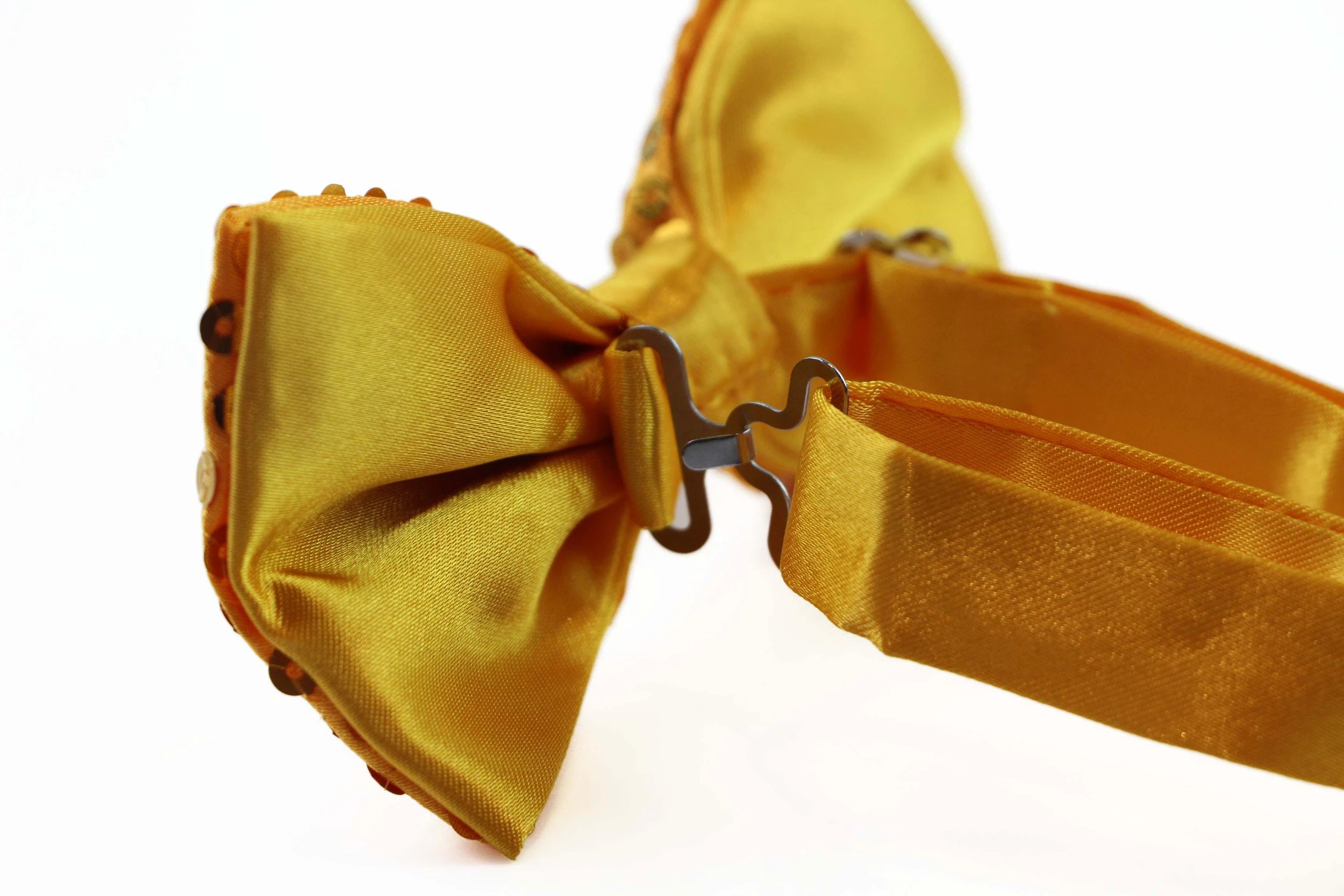 2 Zasel Mens Yellow Sequin Patterned Bow Tie - Yellow, 2 of 4