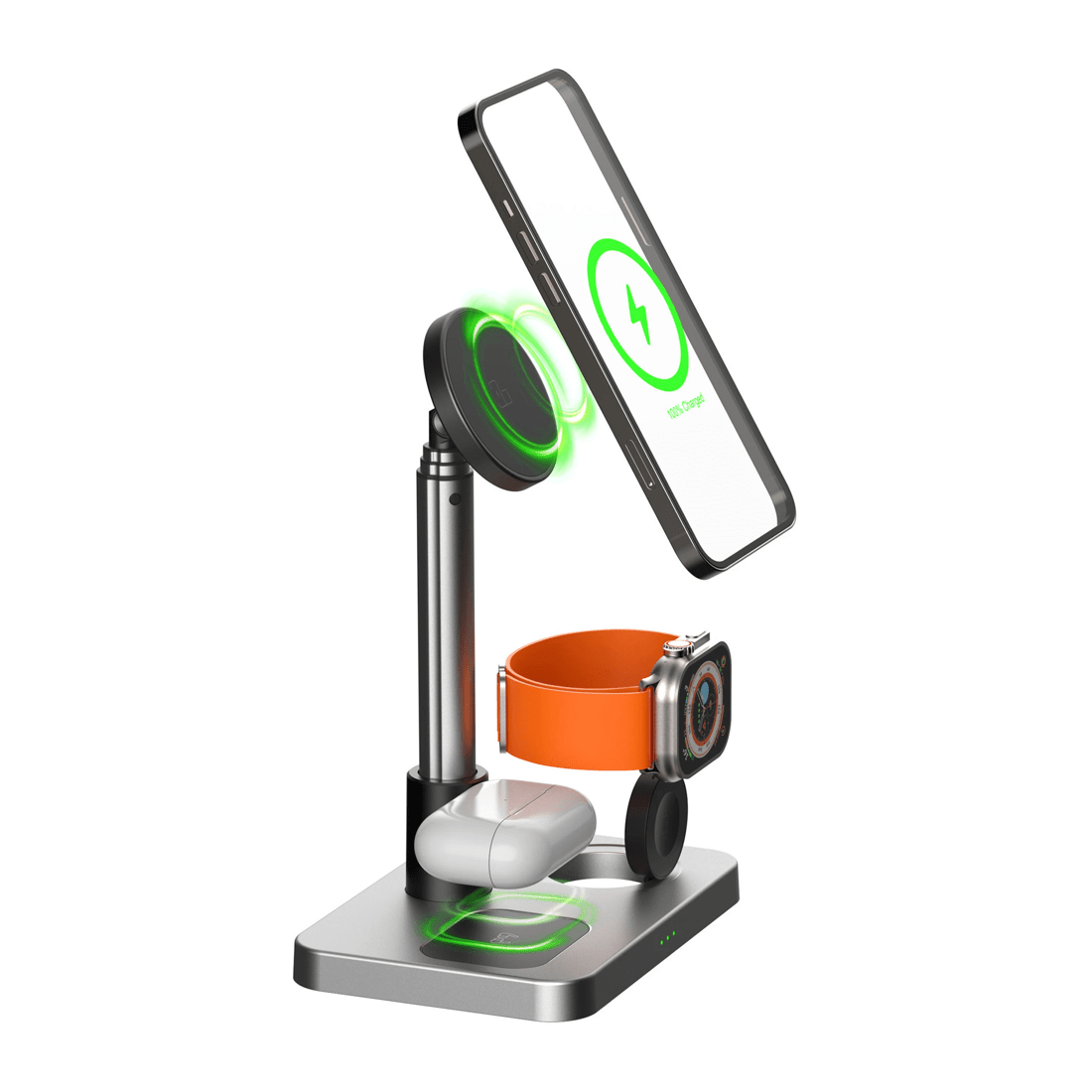 5 TODO 3 in 1 Wireless Phone Charger 15W Fast Charge Earphone Watch Magnetic Charge Telescopic Stand, 5 of 6