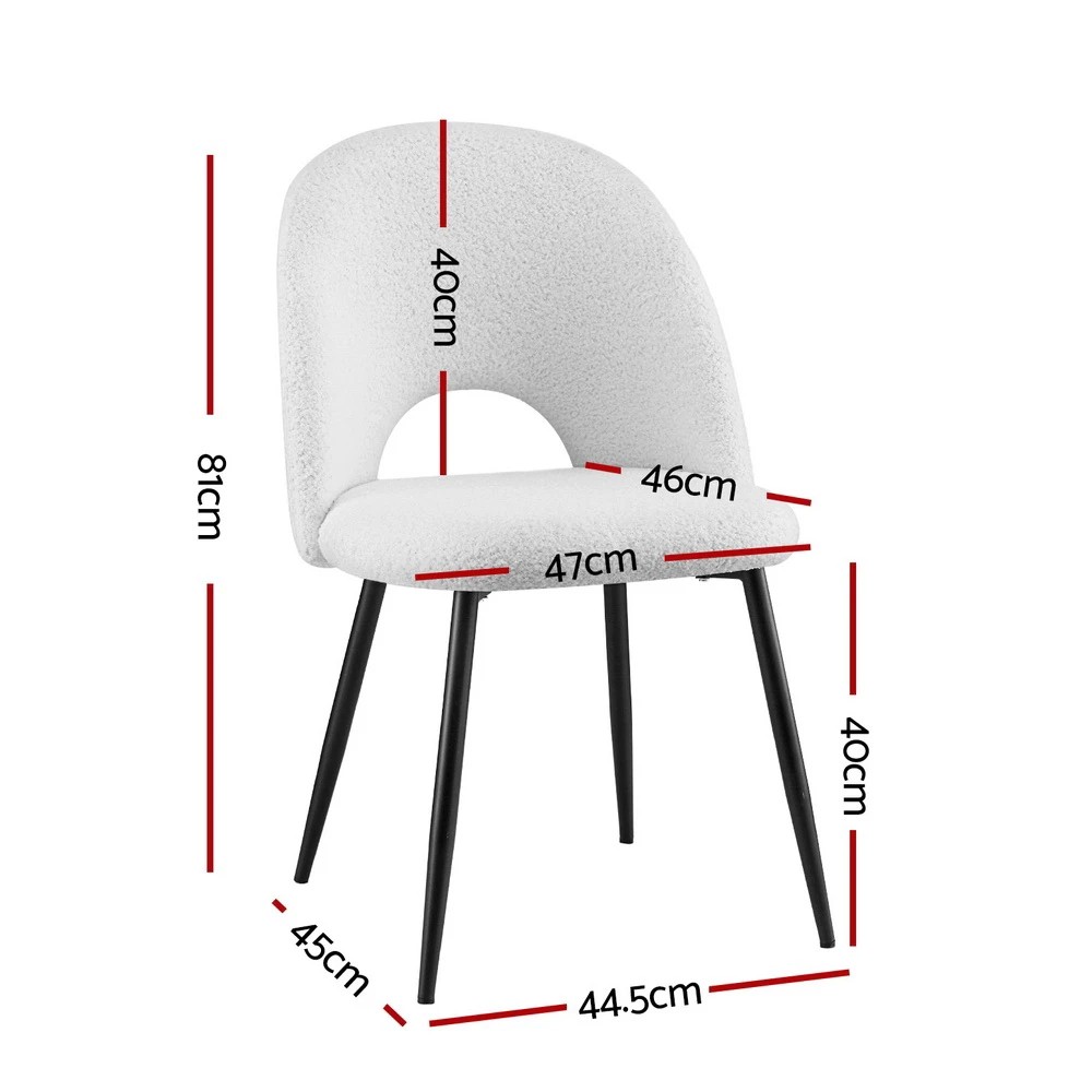 2 1 Set of 2 Artiss Dining Chair Boucle - White, 2 of 5