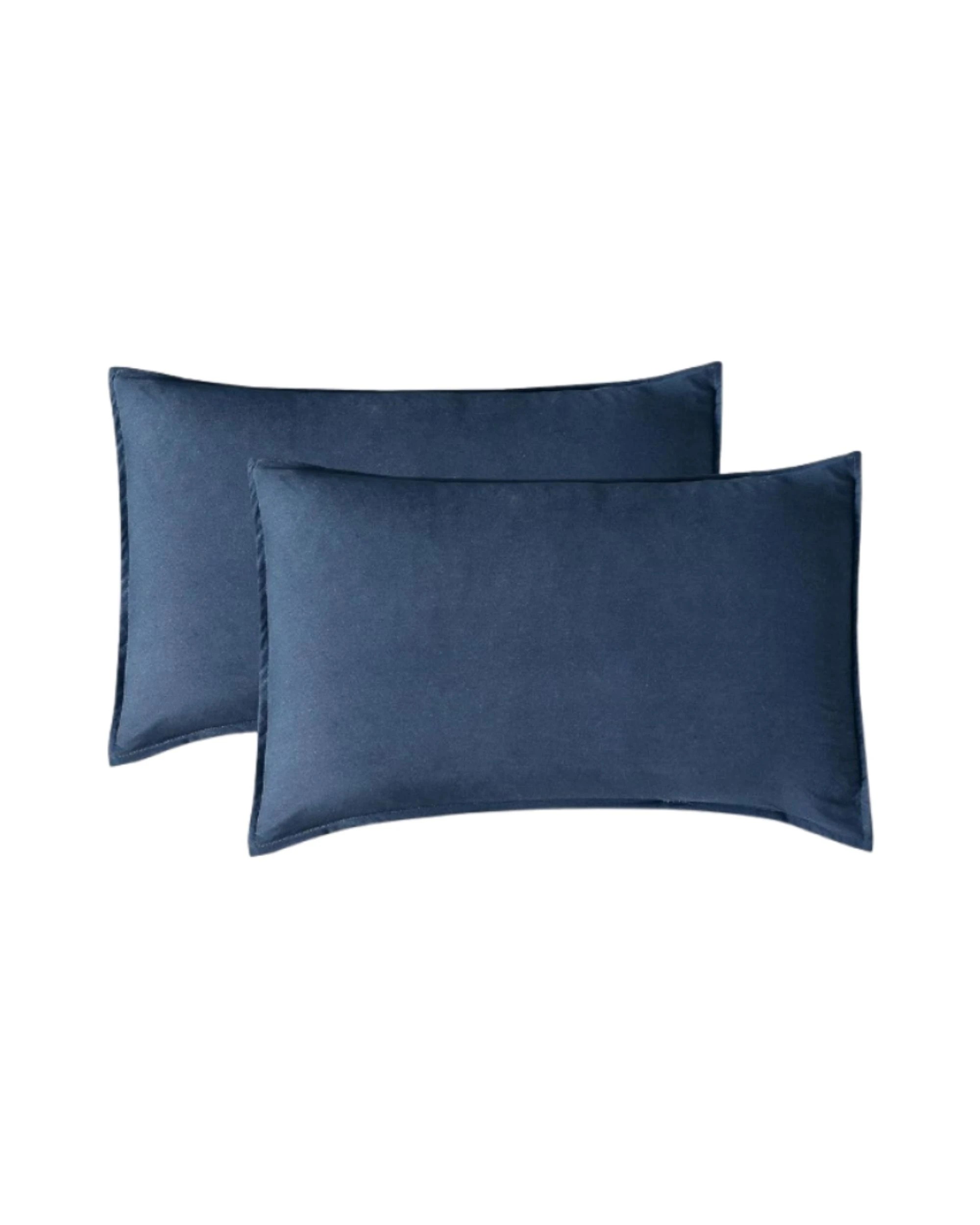1 CleverPolly 2-Pack Vintage Washed Microfibre King Pillowcases - Navy Blue, 1 of 3