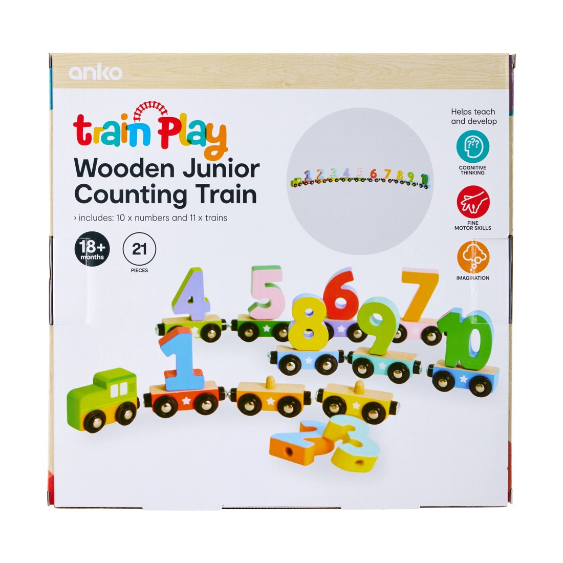 4 21 Piece Wooden Junior Counting Train, 4 of 4