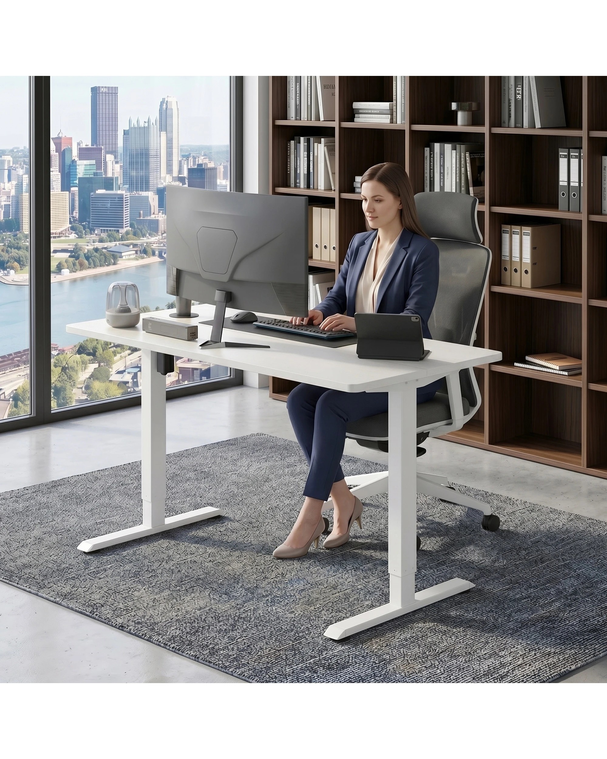 7 Advwin Electric Standing Desk 120×60cm Height Adjustable Sit Stand Table with Smart Memory Panel - White, 7 of 7
