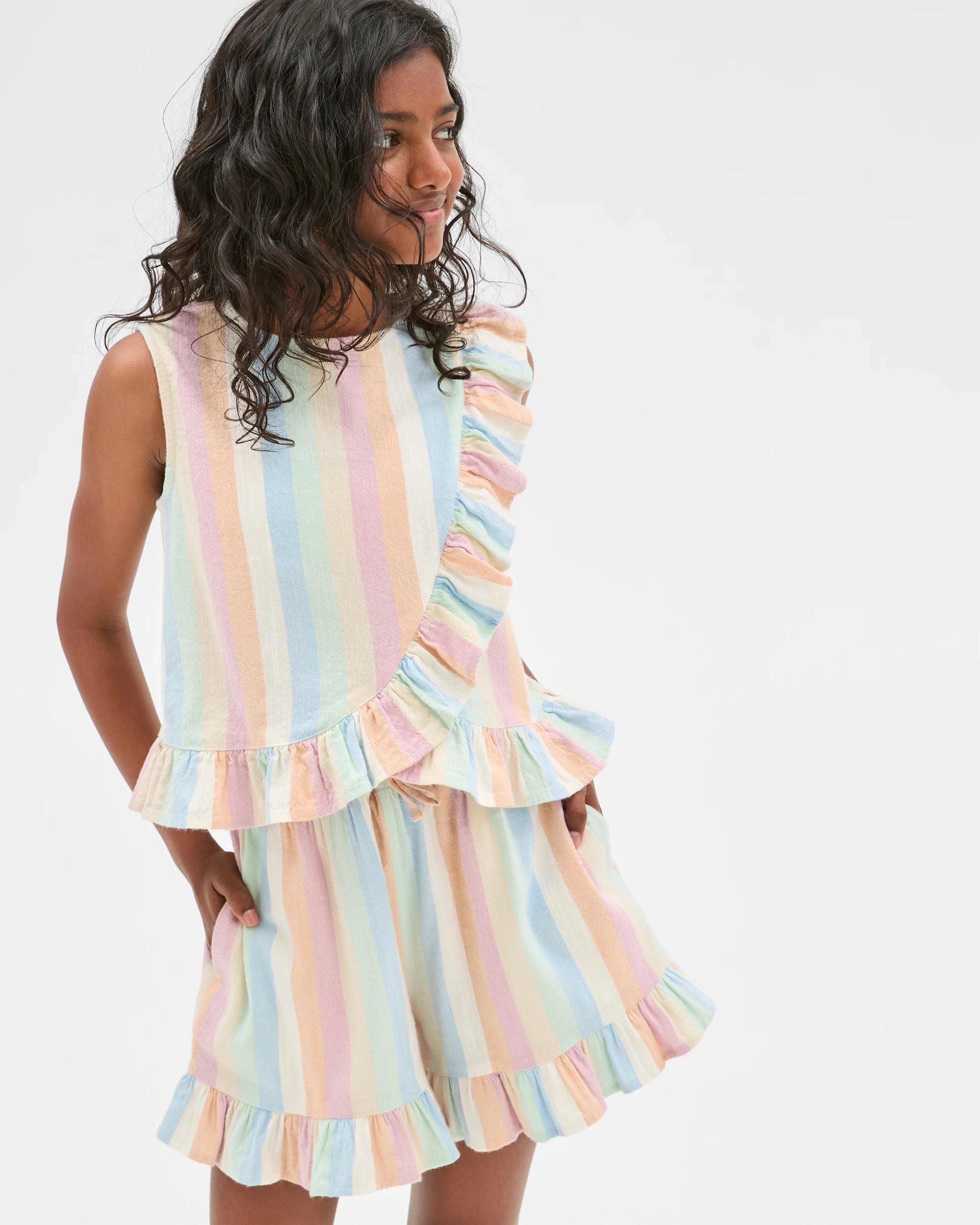 3 Target Woven Cross Front Frill Top STRIPE, 3 of 6