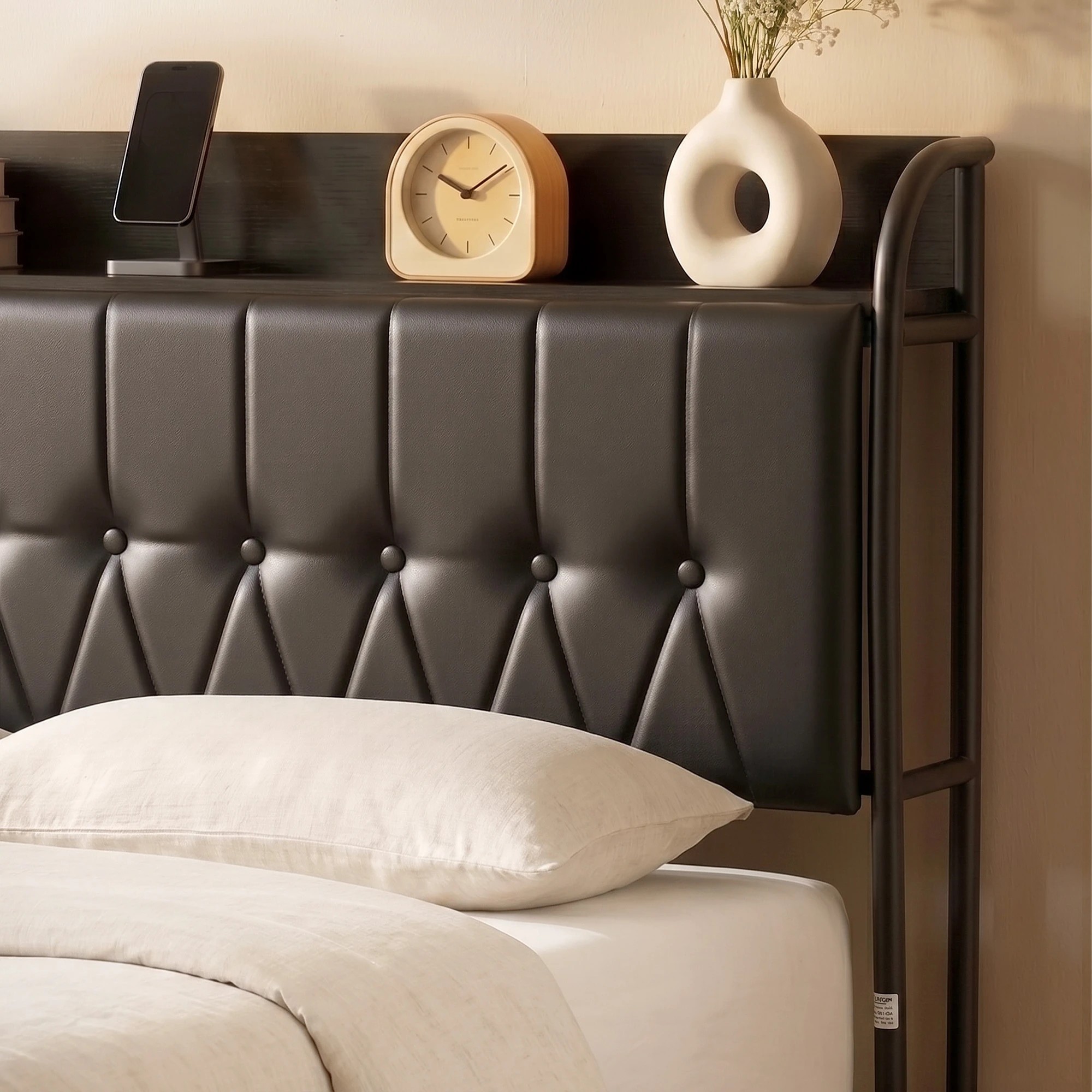 6 Artiss King Bed Frame with Storage Headboard SAA Certified Charging Station - Black, 6 of 10