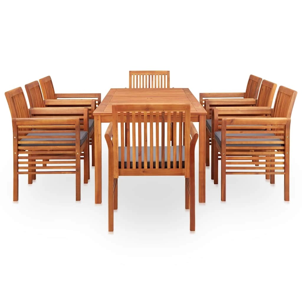 2 Vidaxl 9 Piece Outdoor Dining Set With Cushions Solid Wood Acacia - Brown, 2 of 8