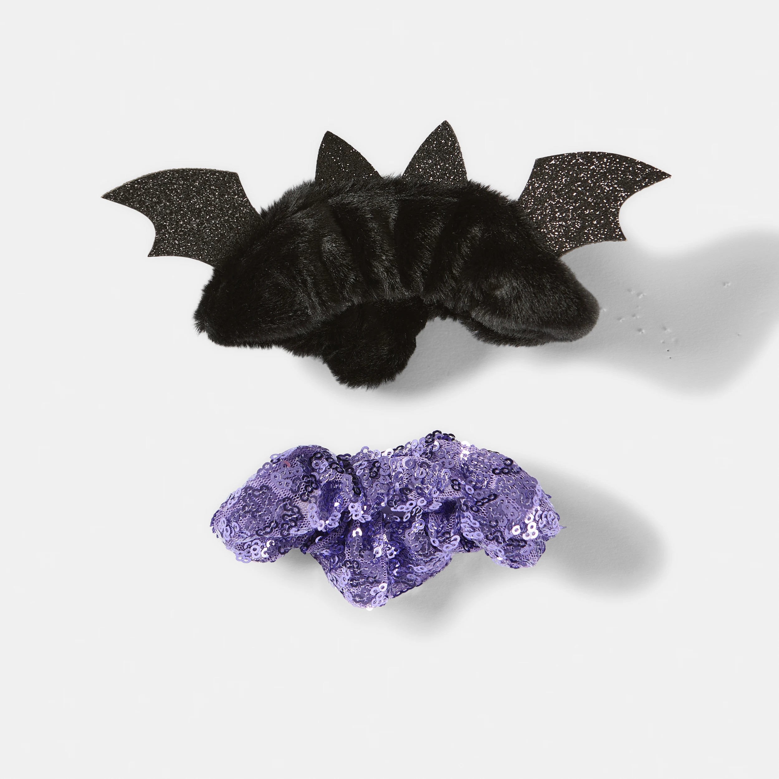 1 2 Pack Halloween Hair Scrunchies - Black and Purple, 1 of 3