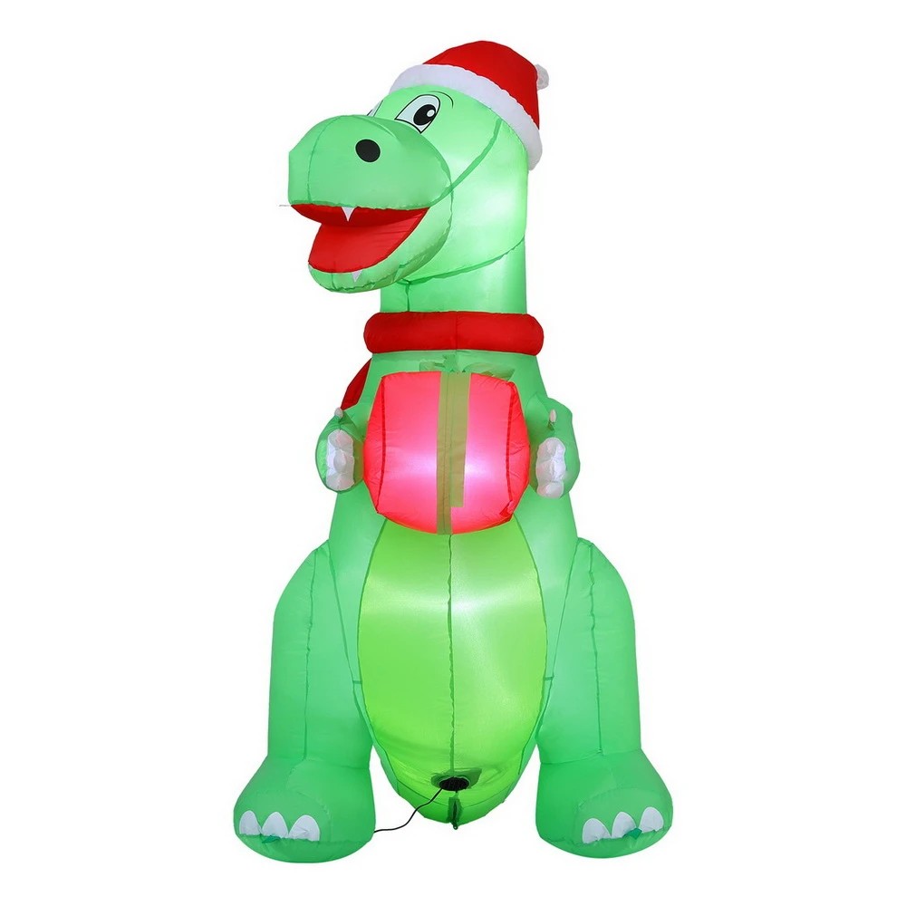 1 Jingle Jollys Christmas Inflatable Dinosaur 1.8M Height LED Decorations Illuminated - Multi, 1 of 7