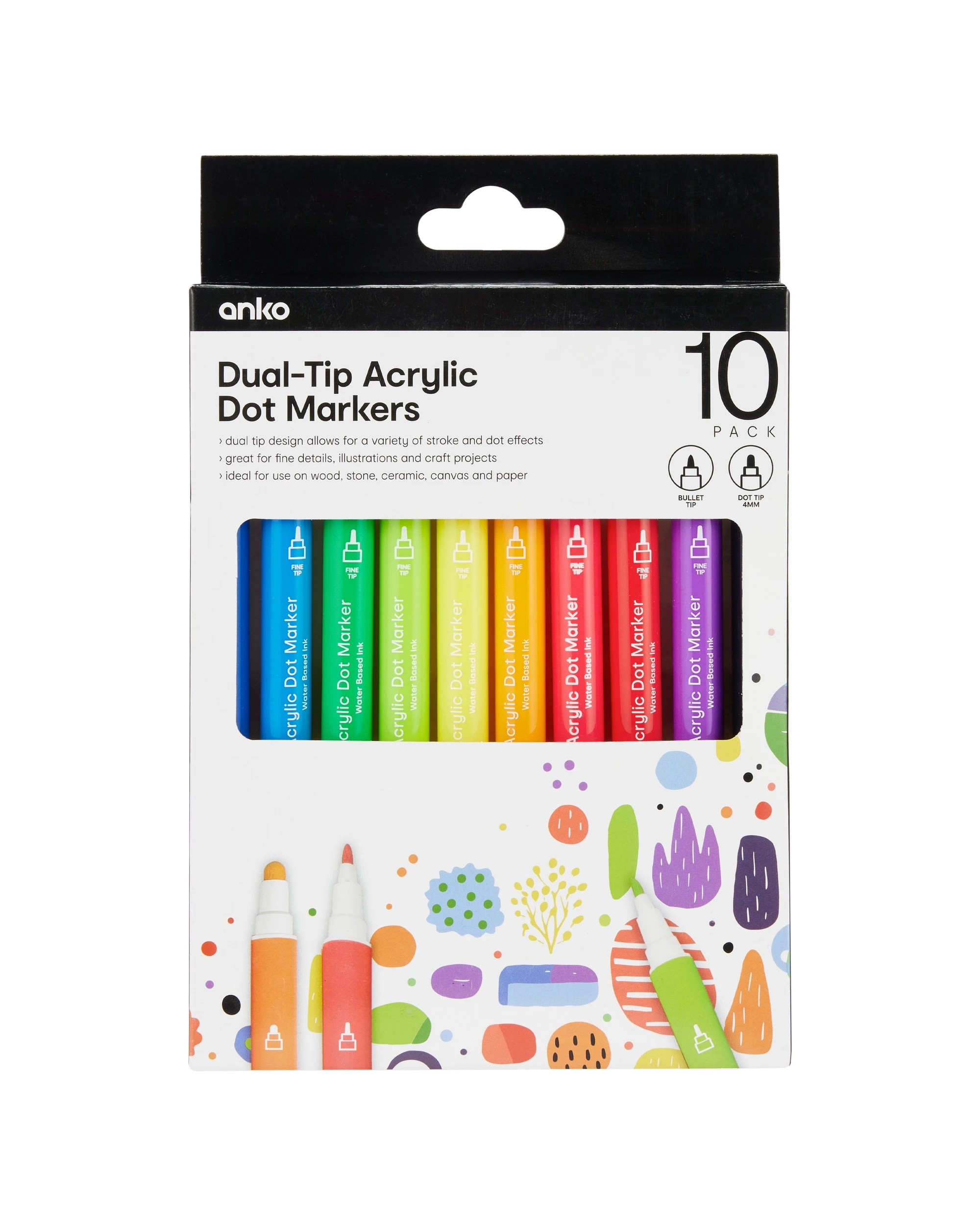 1 10 Pack Dual-Tip Acrylic Dot Markers - Bright, 1 of 8