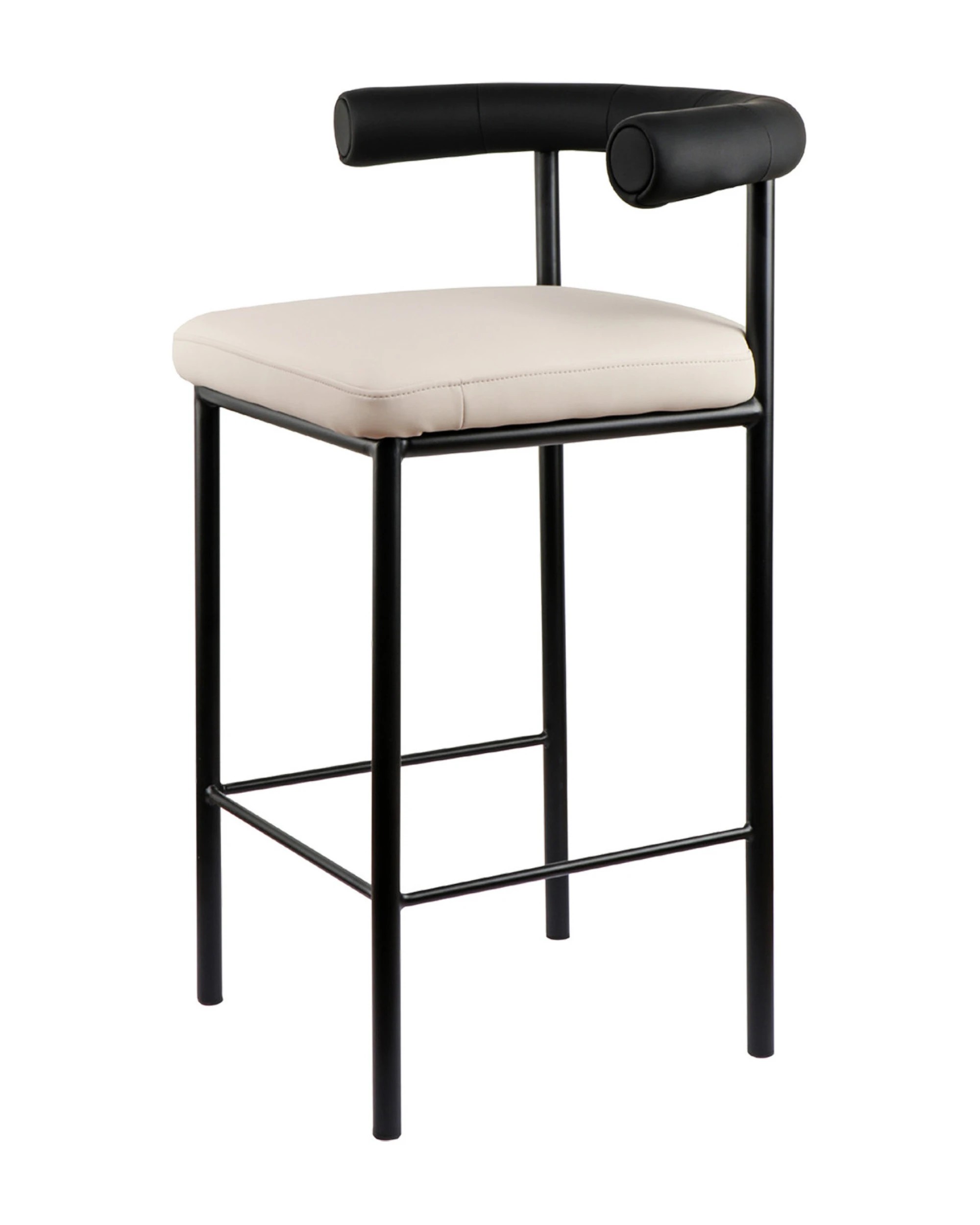 3 Sarantino Cedric Kitchen Bar Stool - Black And Beige, 3 of 10