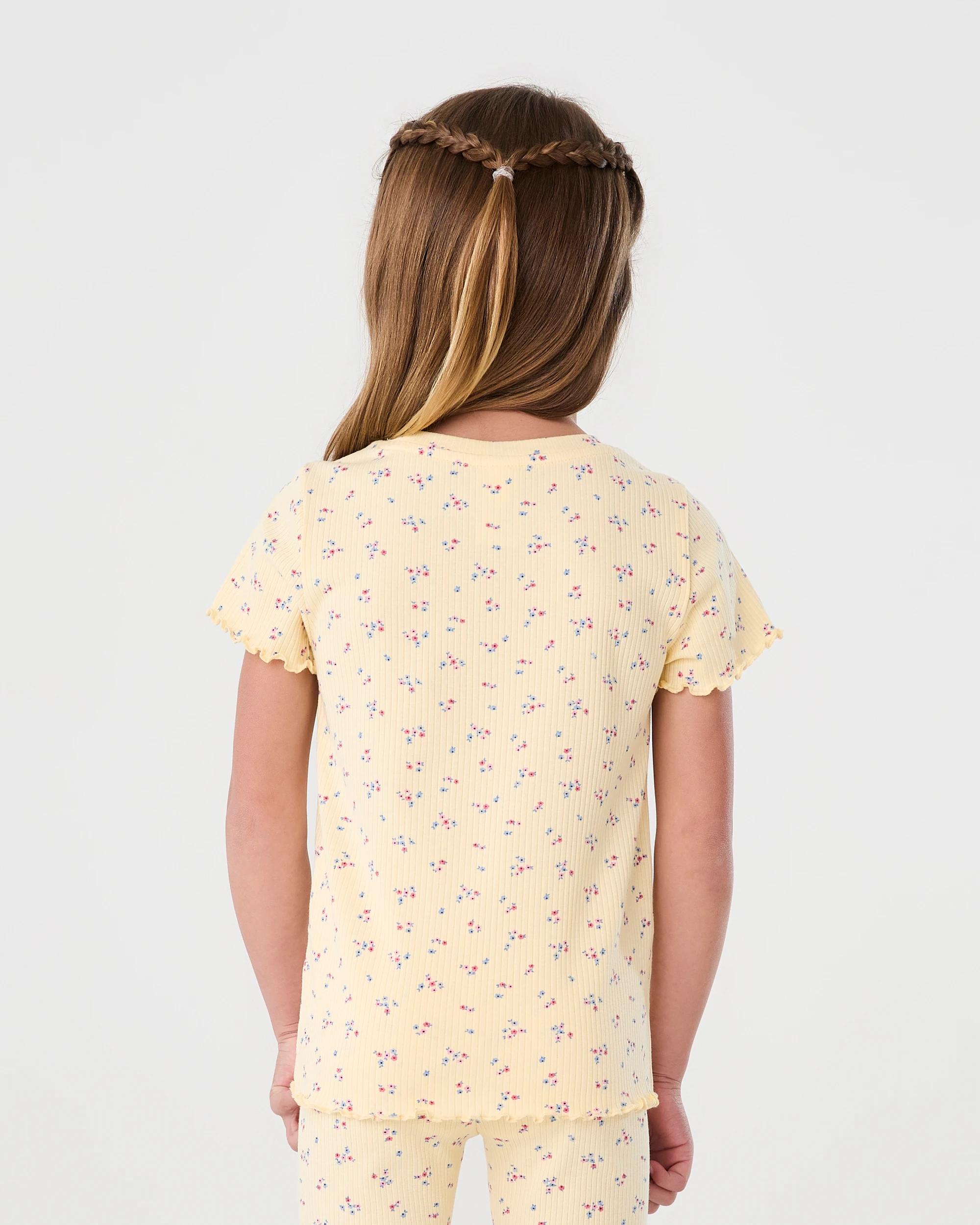 2 Short Sleeve Ribbed T-shirt Ylw Floral, 2 of 8