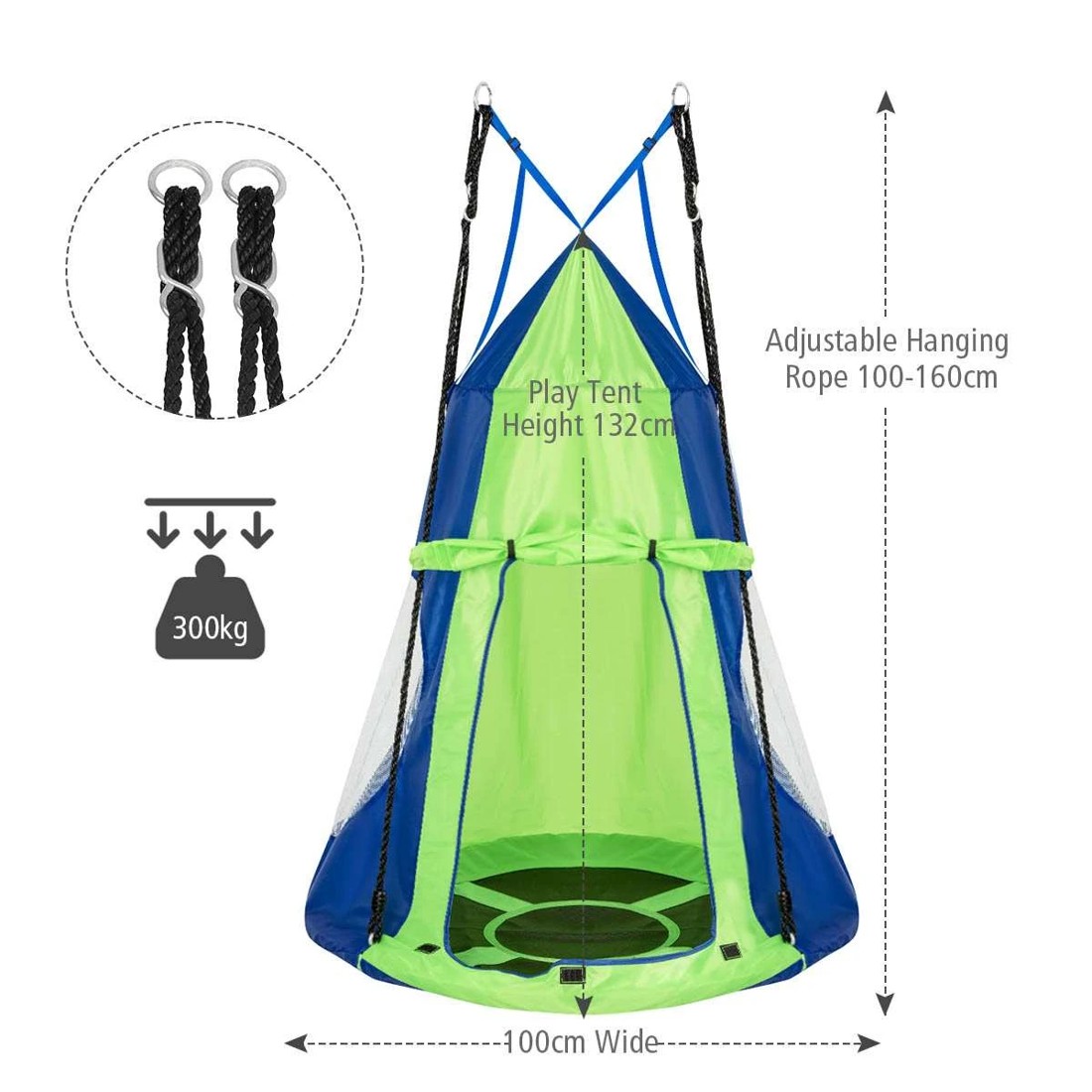 2 Costway 2-in-1 Tree Swing Hanging Tent Set Hammock - Green, 2 of 5