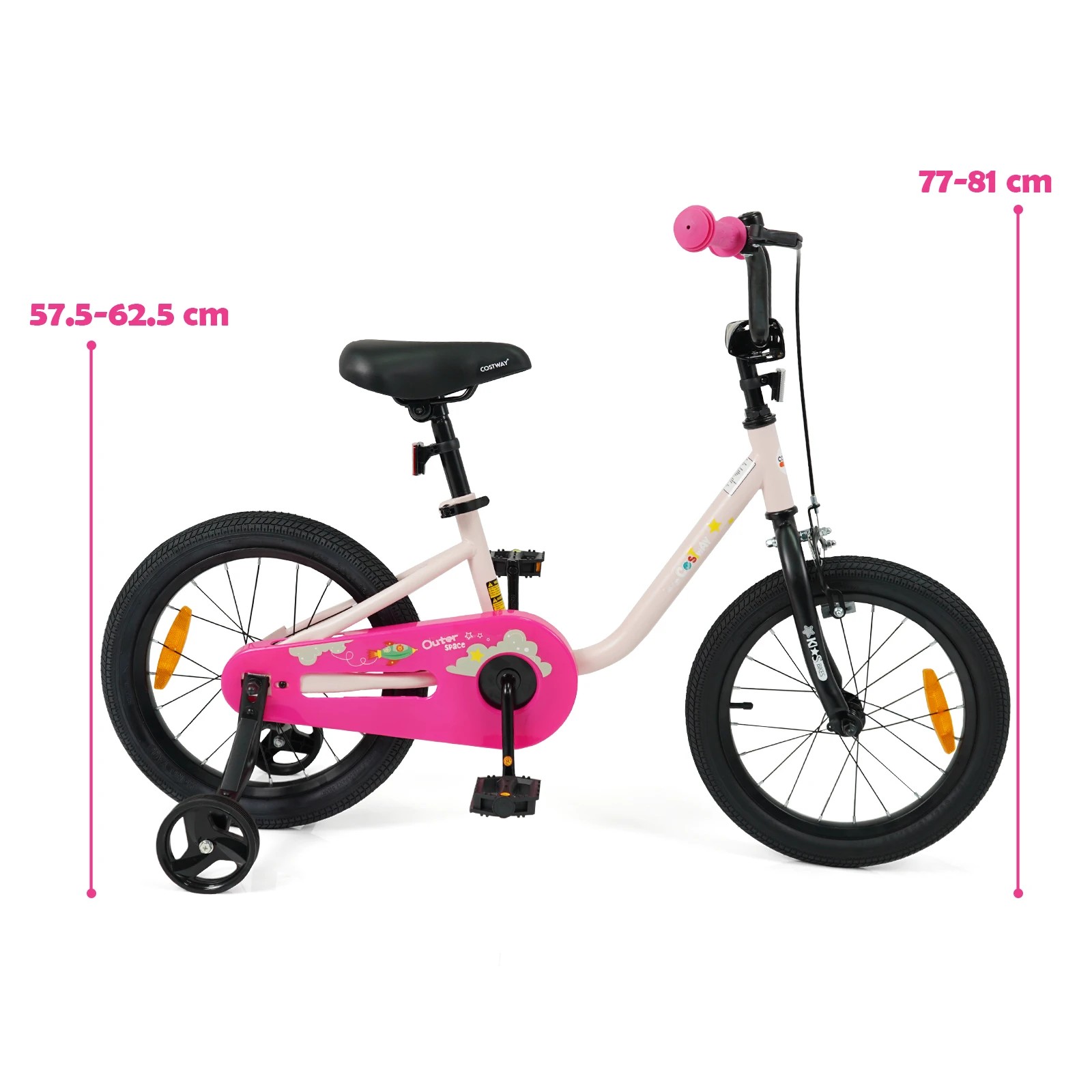 3 Costway 40cm Kids Bike Children Bicycle w/Training Wheel & Adjustable Seat - Pink, 3 of 3