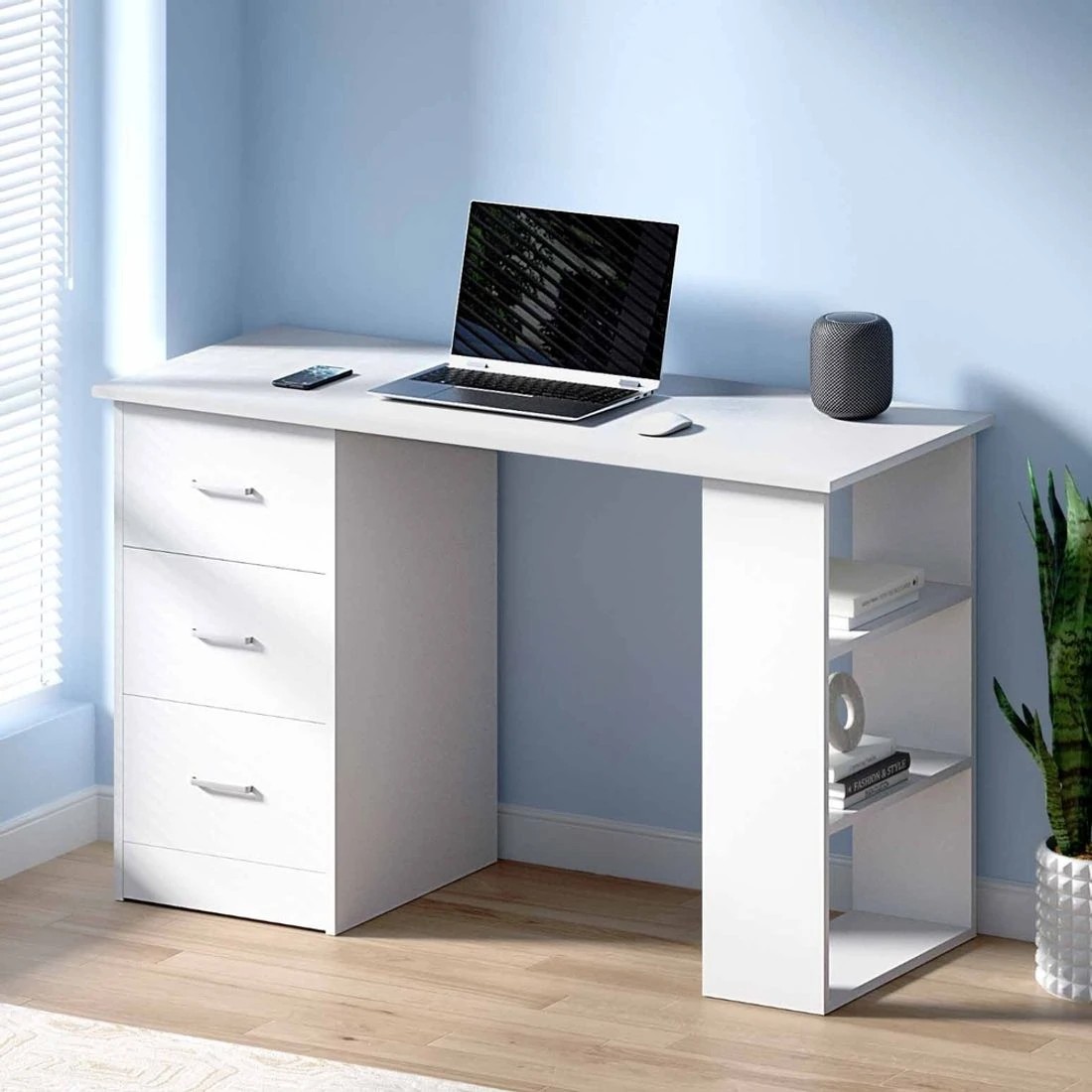 3 Artiss Computer Desk Drawer Shelf Cabinet 120CM - White, 3 of 7