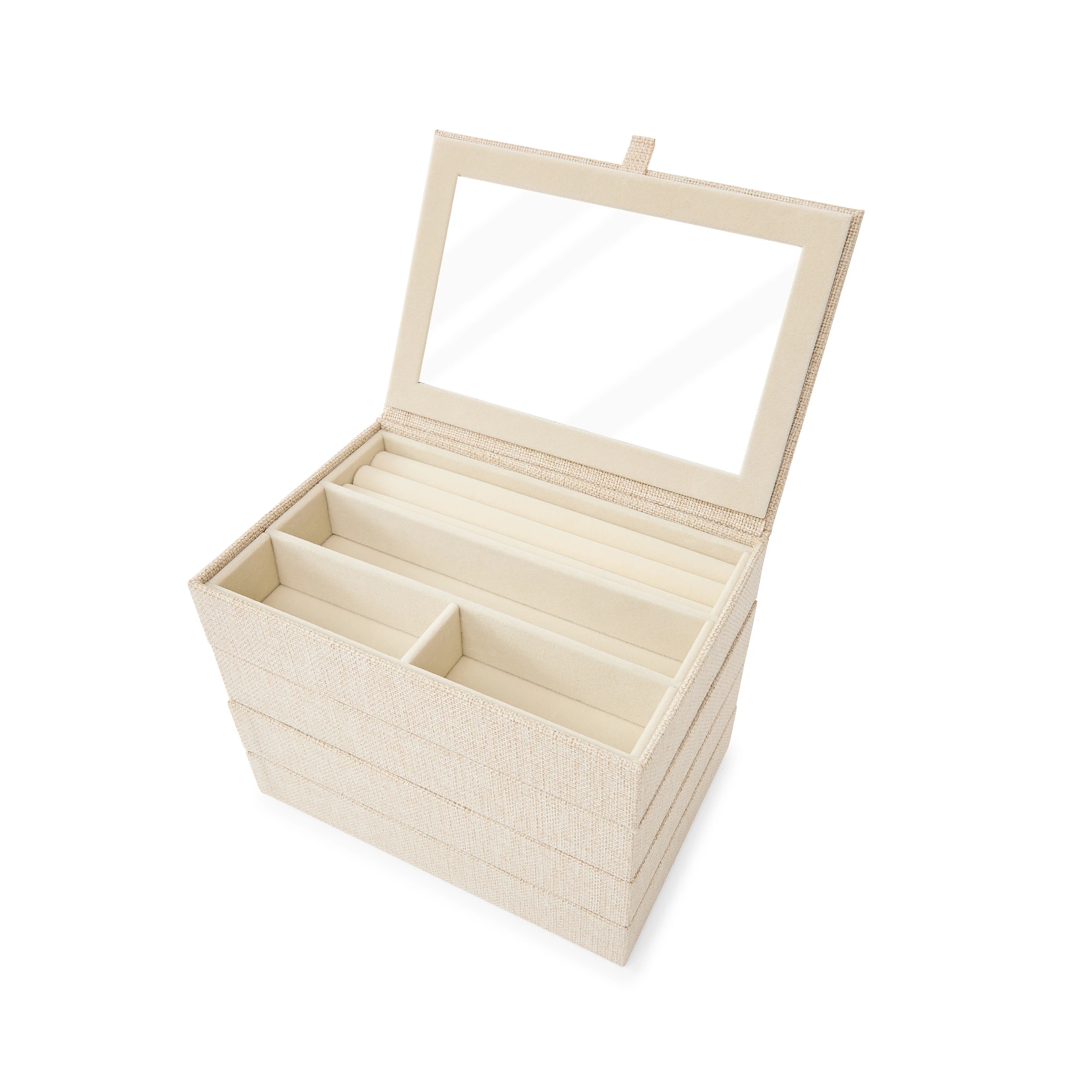 3 4 Pack Modular Linen Look Stacking Tray, 3 of 9