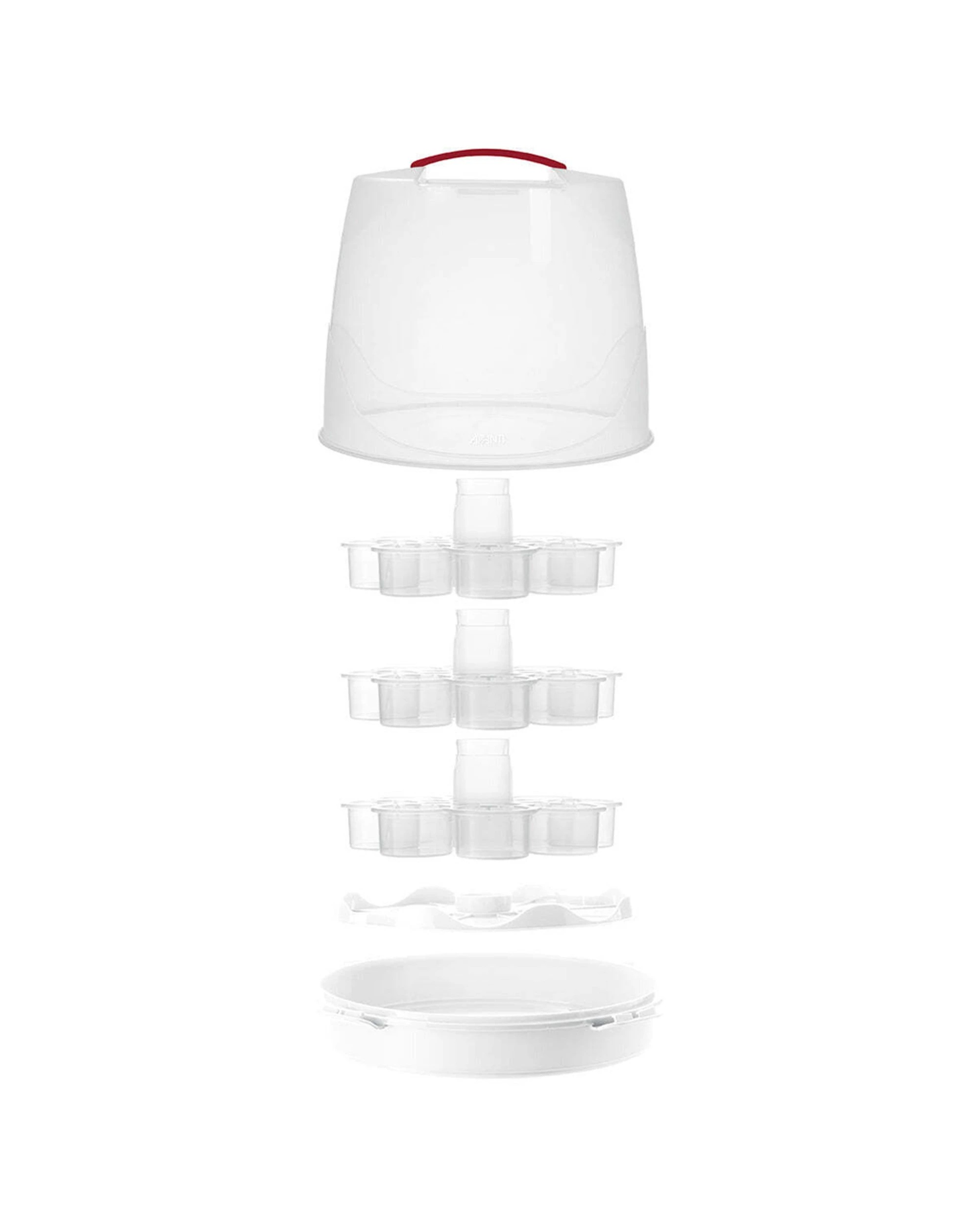 1 Avanti Plastic 26cm 3 Tier 24 Cupcake Round Cake Carrier Removable Tiers - White, 1 of 1