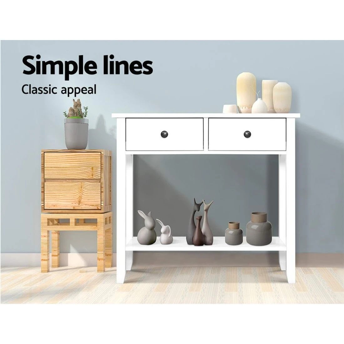 5 Artiss Console Table 2 Drawers 80CM  Chole - White, 5 of 8