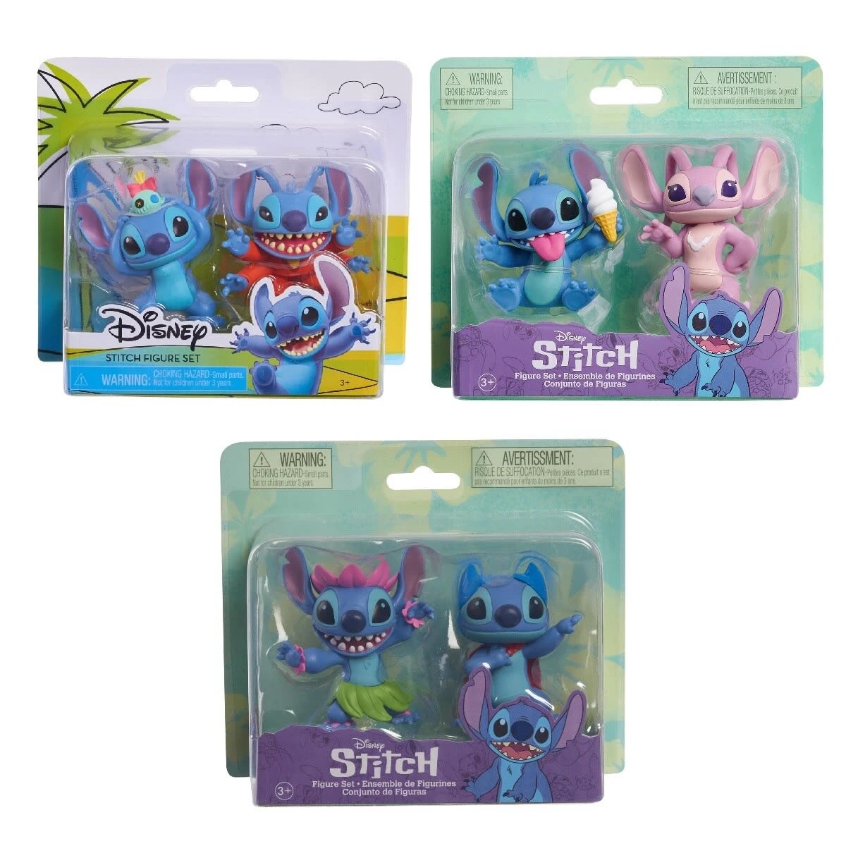 1 2 Pack 8cm Disney Lilo & Stitch Figure Set - Assorted