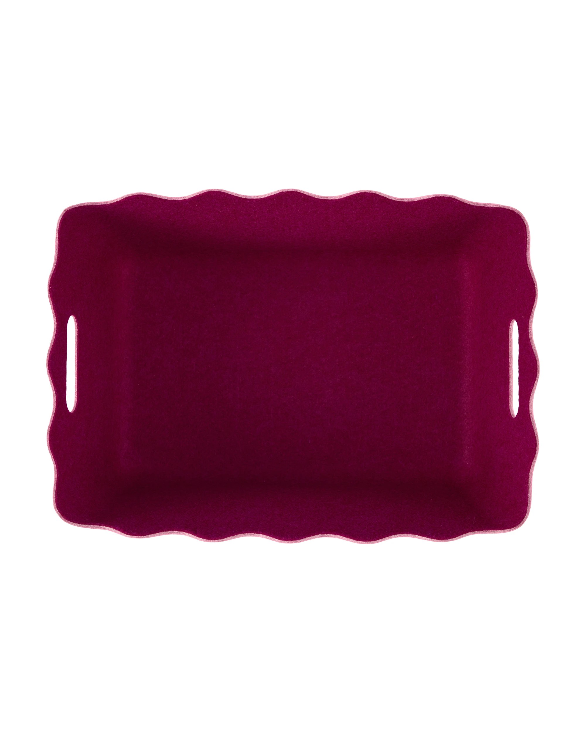 4 Two Tone Wave Felt Basket - Pink and Burgundy, 4 of 5