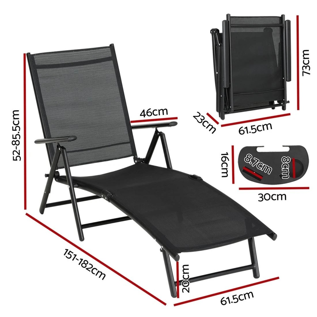 2 Gardeon Sun Lounge - Black, 2 of 3