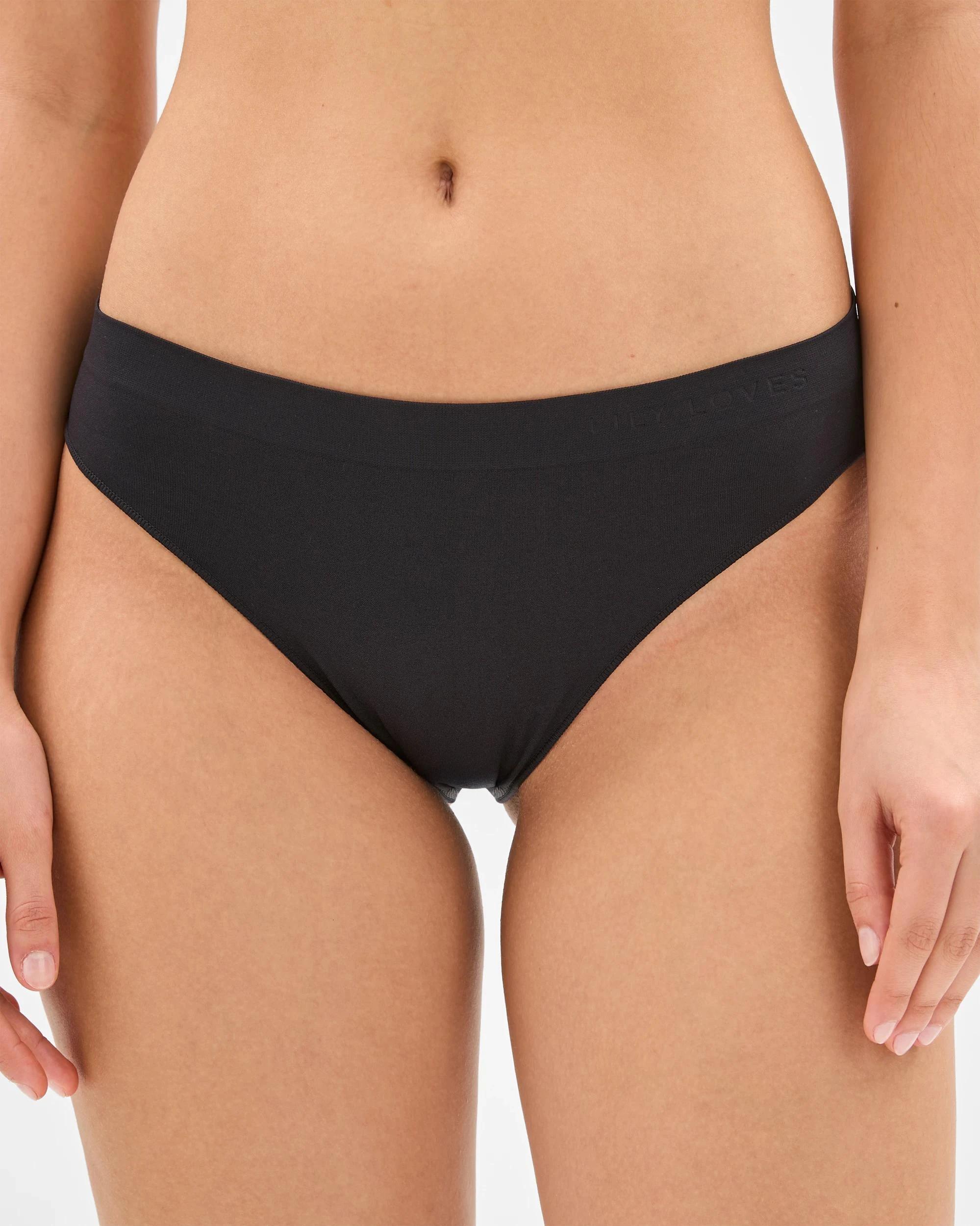 2 Lily Loves 2 Pack Seamfree Embossed Bikini Briefs - Lily Love BLACK / GREY MARLE, 2 of 5