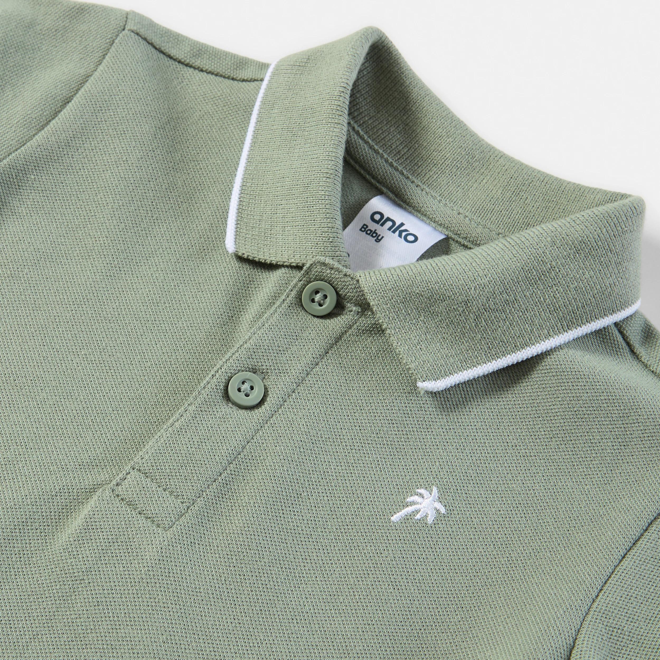 3 Short Sleeve Polo Top GREEN PALM, 3 of 3
