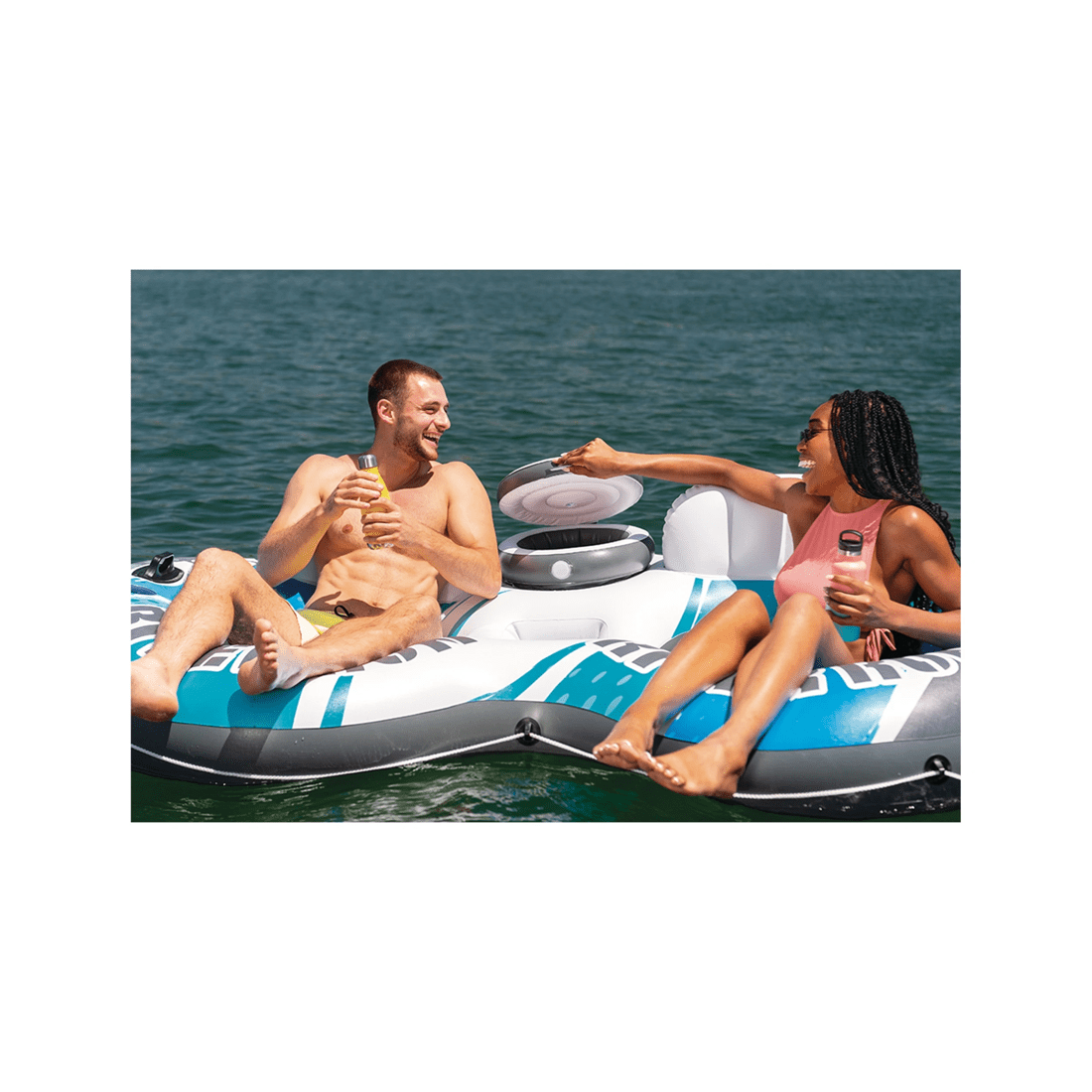 3 INTEX River Run II Two Person Inflatable Floating Lake Tube - Lake Float - Multi, 3 of 5