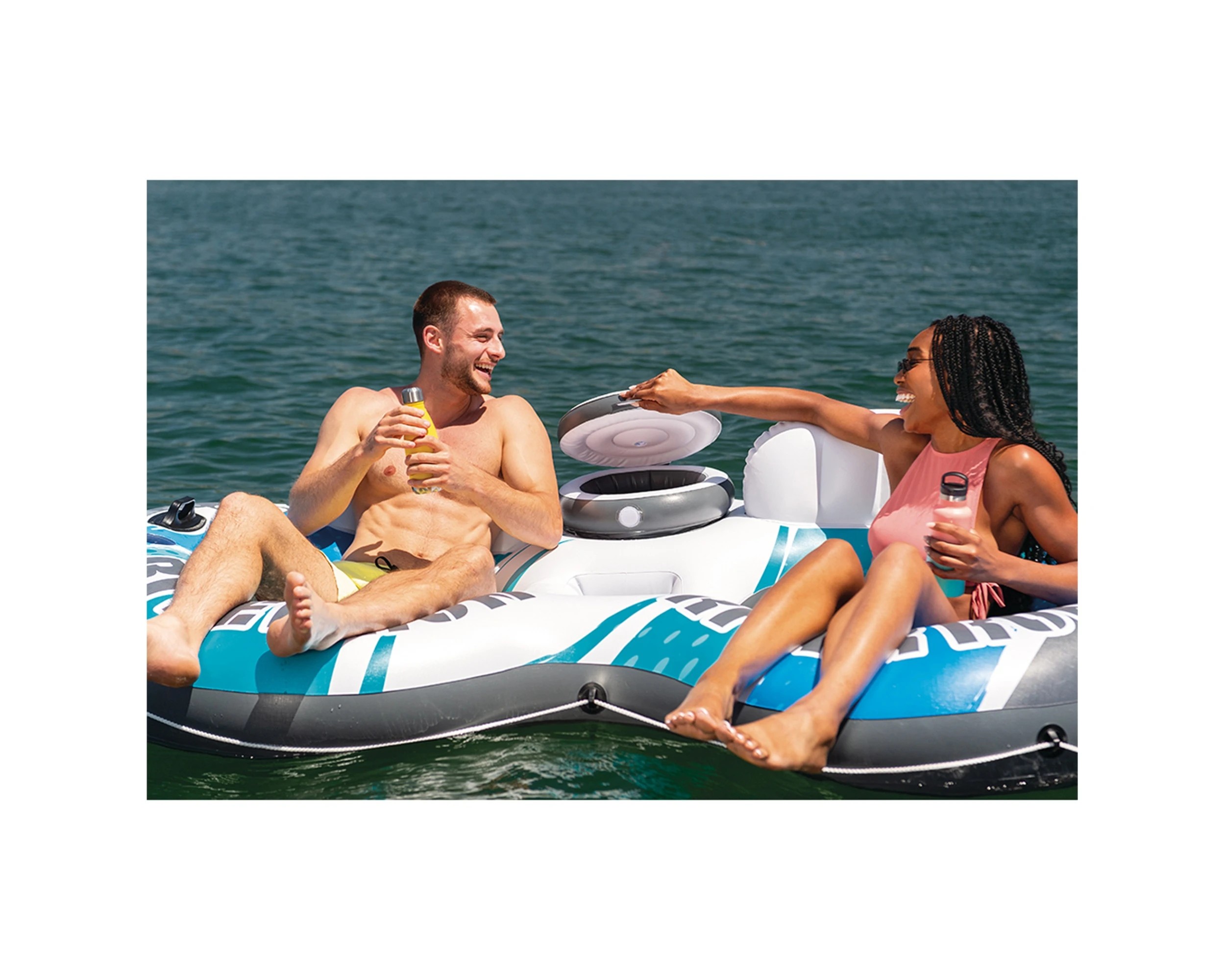3 INTEX River Run II Two Person Inflatable Floating Lake Tube - Lake Float - Multi, 3 of 5