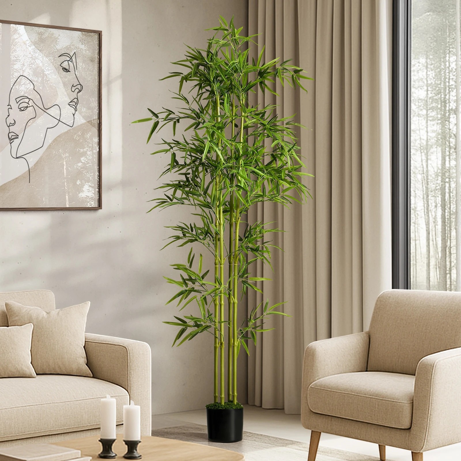 3 Livsip 180cm Artificial Bamboo Tree Faux Potted Plant - Green, 3 of 10