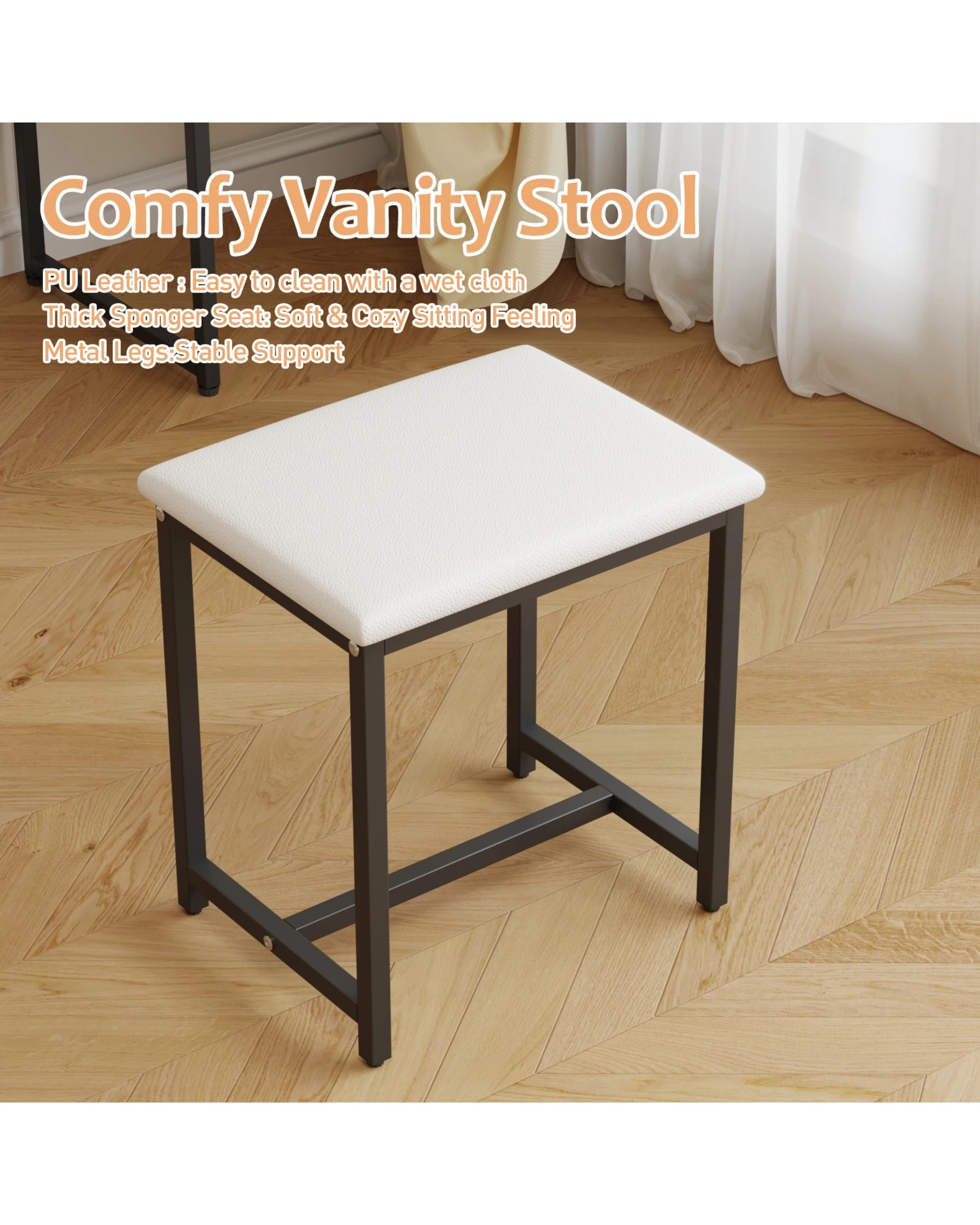 9 Advwin Dressing Table Set With Power Outlet And Led Light 360°adjustable Mirror Angle, 9 of 10