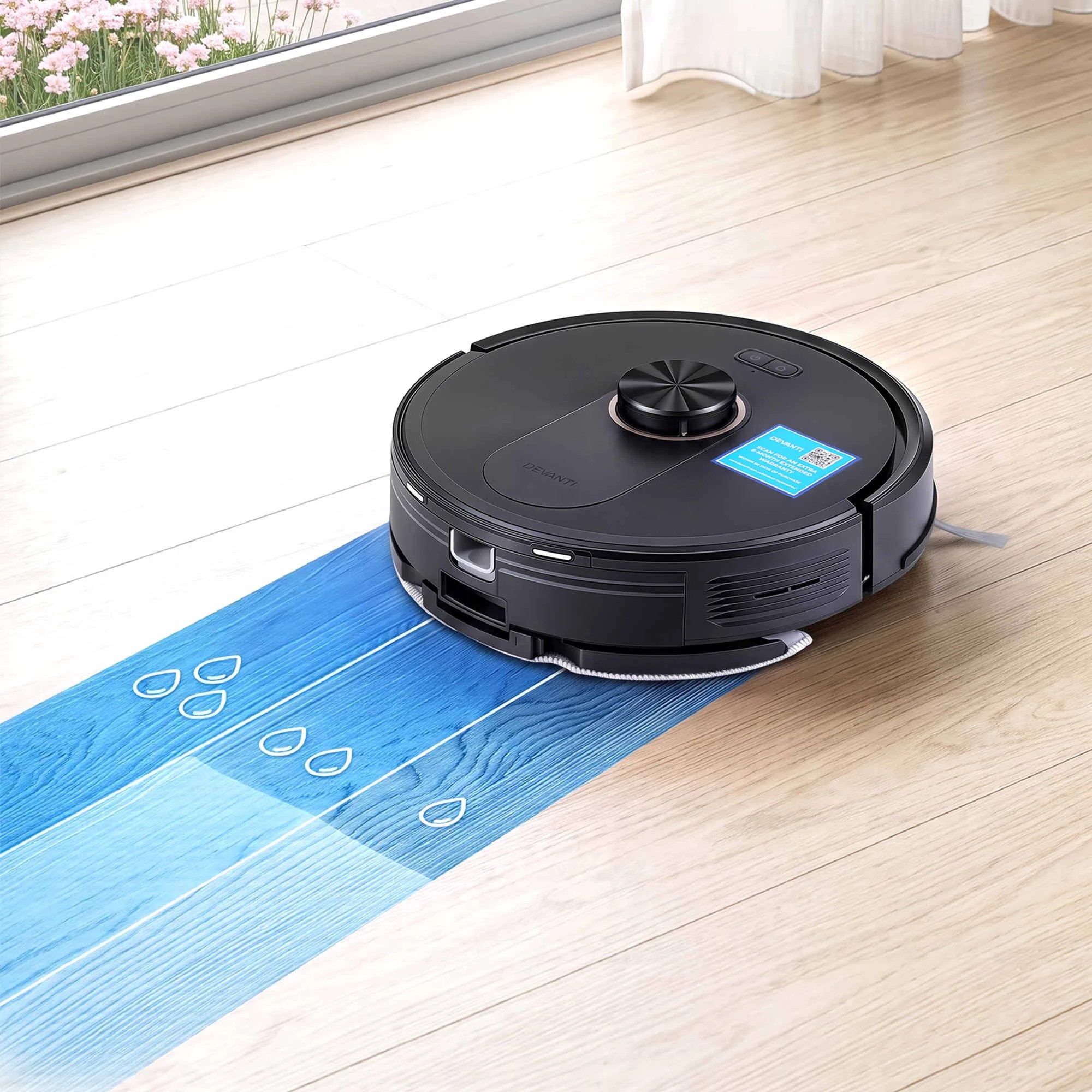 6 DEVANTI Robot Vacuum and Mop, Self-Empty APP Control 6000Pa LDS Laser 3in1 - Black, 6 of 7
